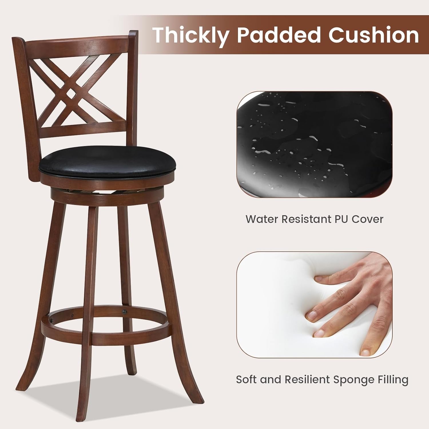 360 Degree Swivel Bar Stools Set of Two-4