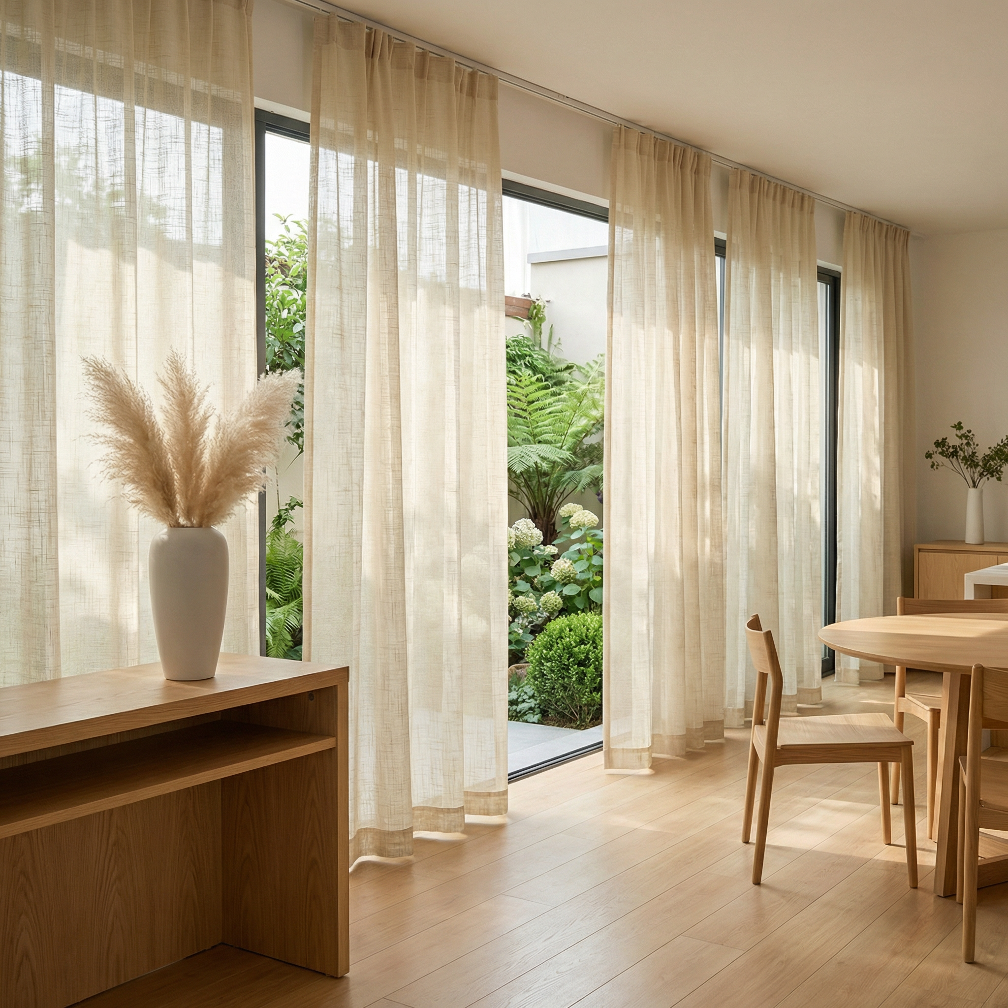 Custom Linen Sheer Solid Curtains