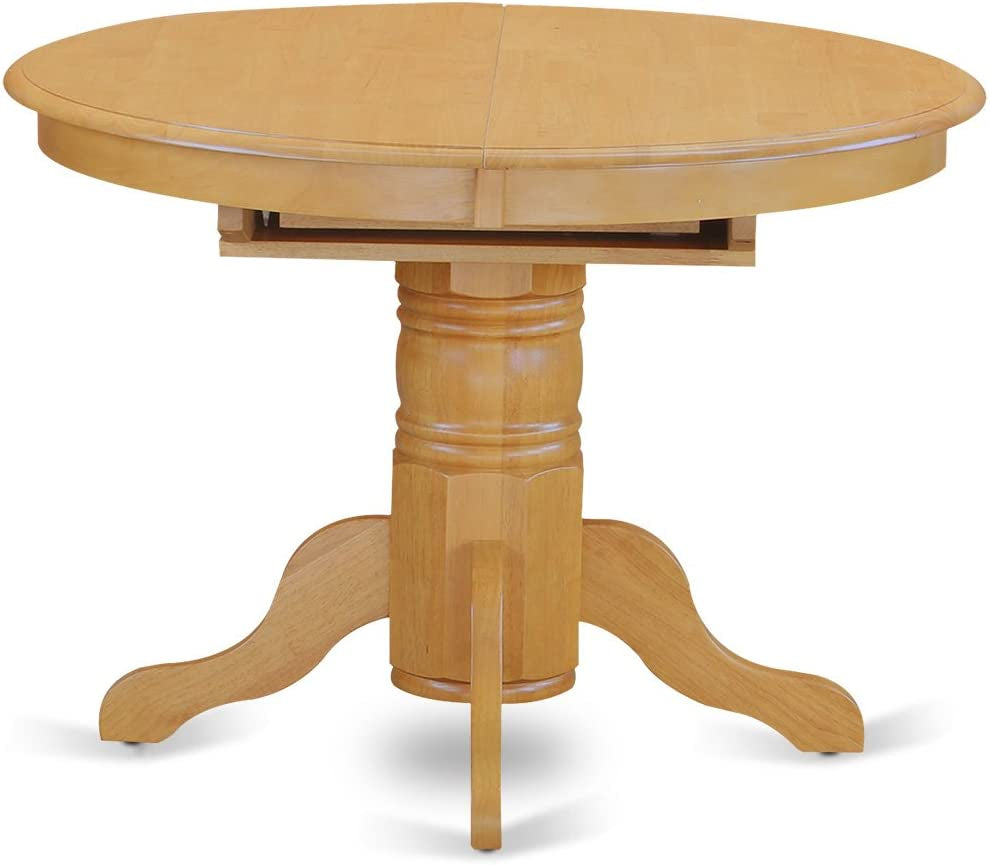 Oak Finish round Wood Dining Table-3