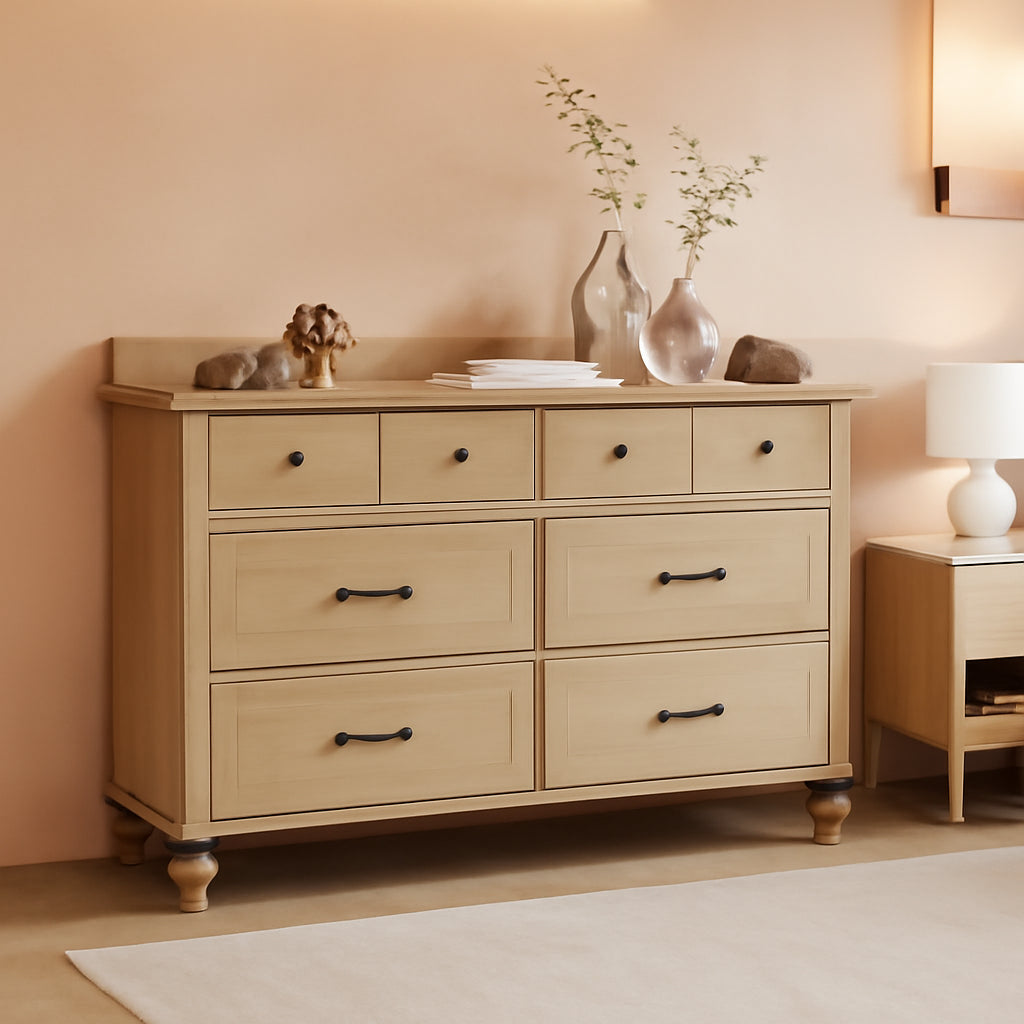 Oak Dresser Featuring Six Deep Drawers Storage Unit-0