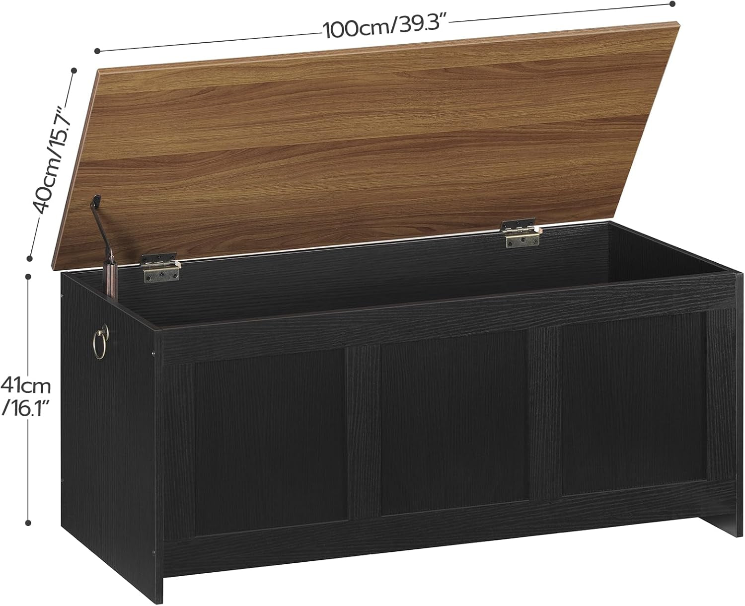 39.3Inch Walnut Storage Bench Featuring Extra Lift-2
