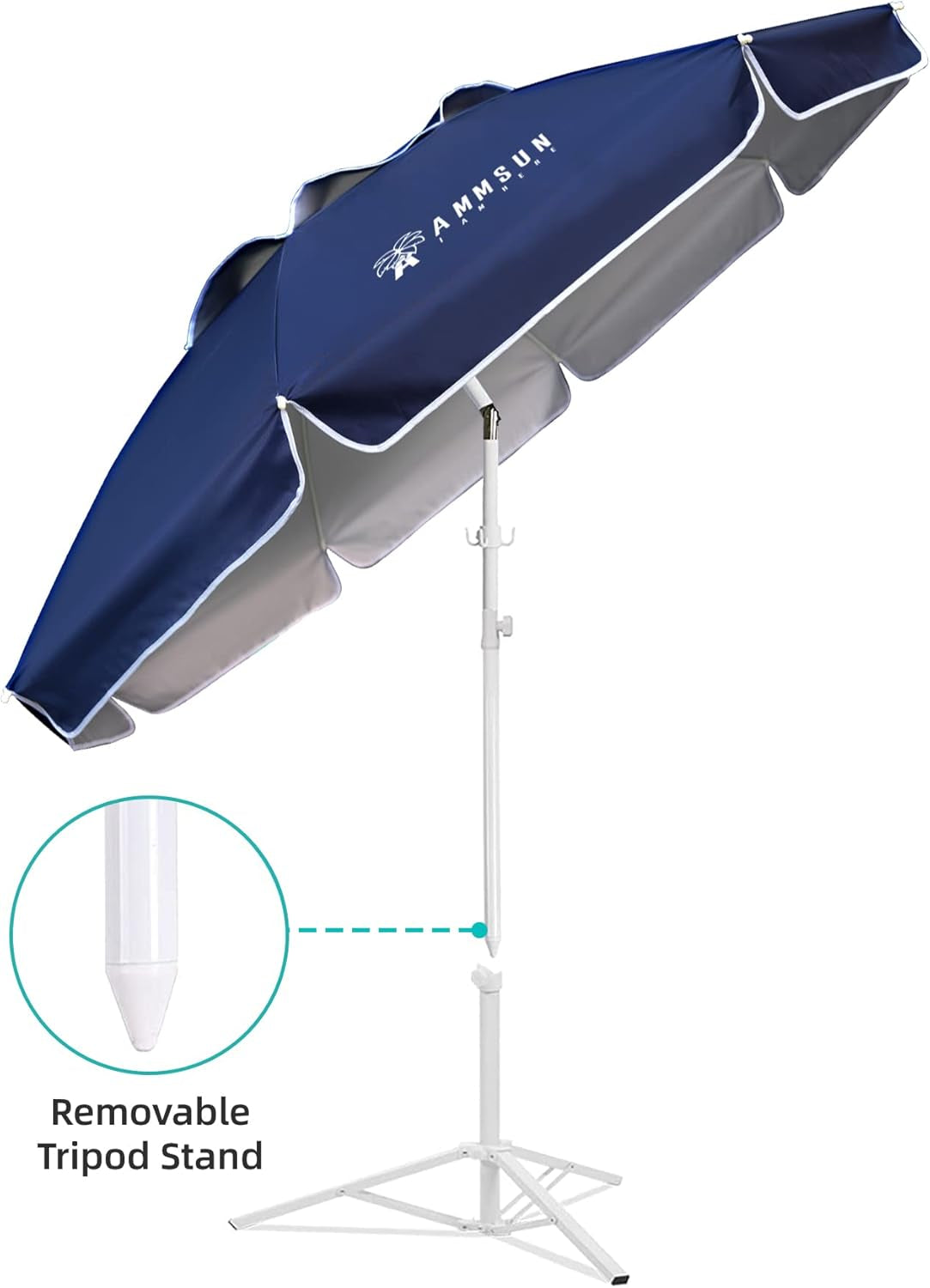 Six Point Five Foot Portable Shade Umbrella With Stand-3