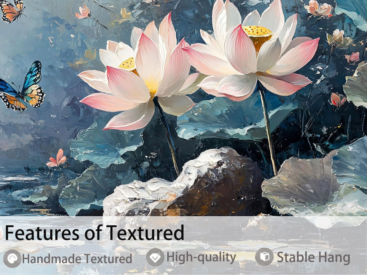 Elegant Floral Lotus Canvas Wall Art 40x20 Framed Canvas-3