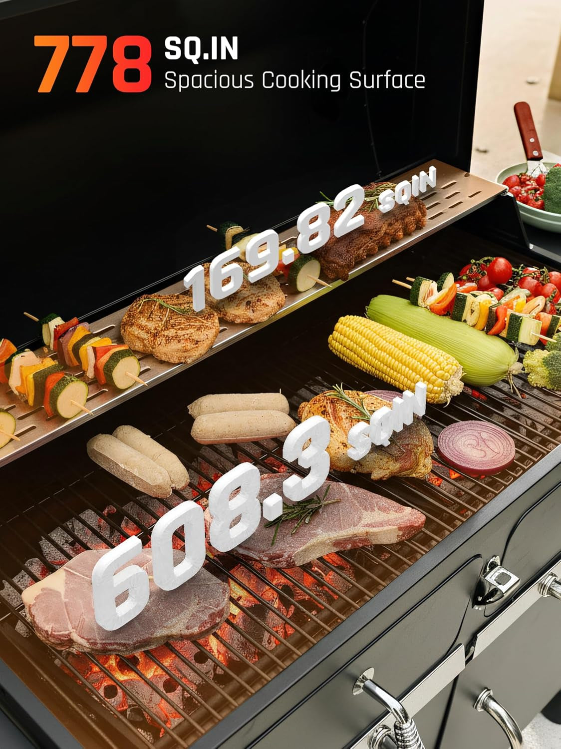 36 Inch Charcoal Grill With Independent Dual Cooking