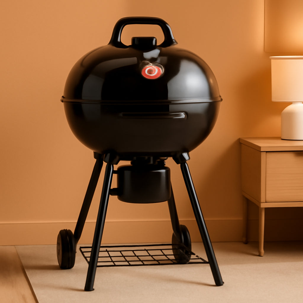 22-Inch Black Porcelain-Coated Kettle Grill And Smoker
