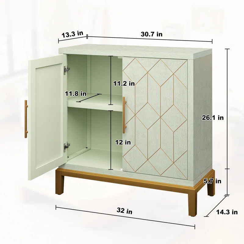 Elegant 32 Inch Contemporary Accent Cabinet Gold Trim-4