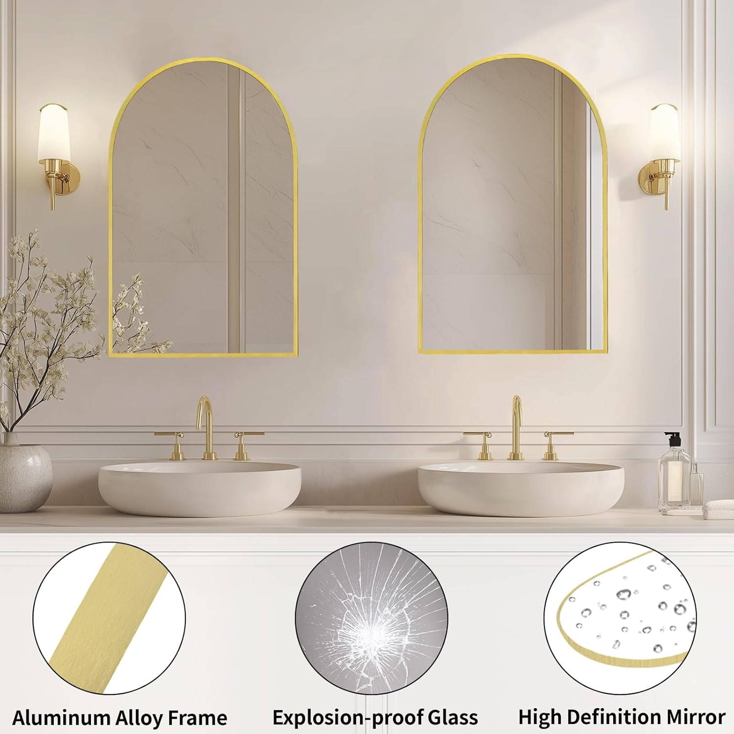 Arched 24x36 Inch Explosion proof Wall Mounted Mirror-1
