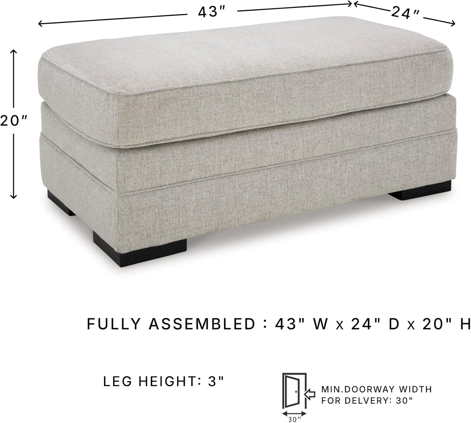 Eastonbridge Upholstered Rectangular Ottoman Light Gray-2