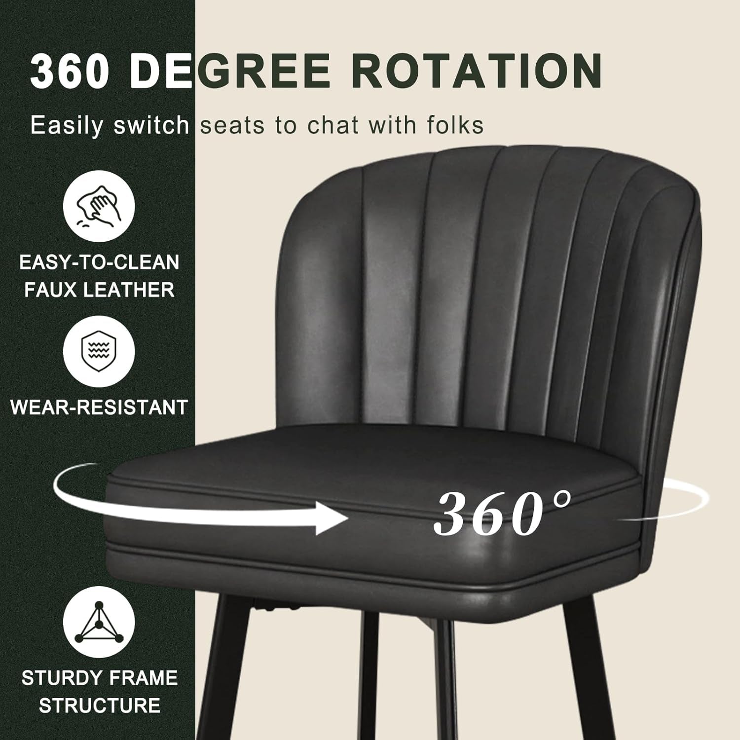 Modern Swivel Counter Height Bar Stools Set of Four-2