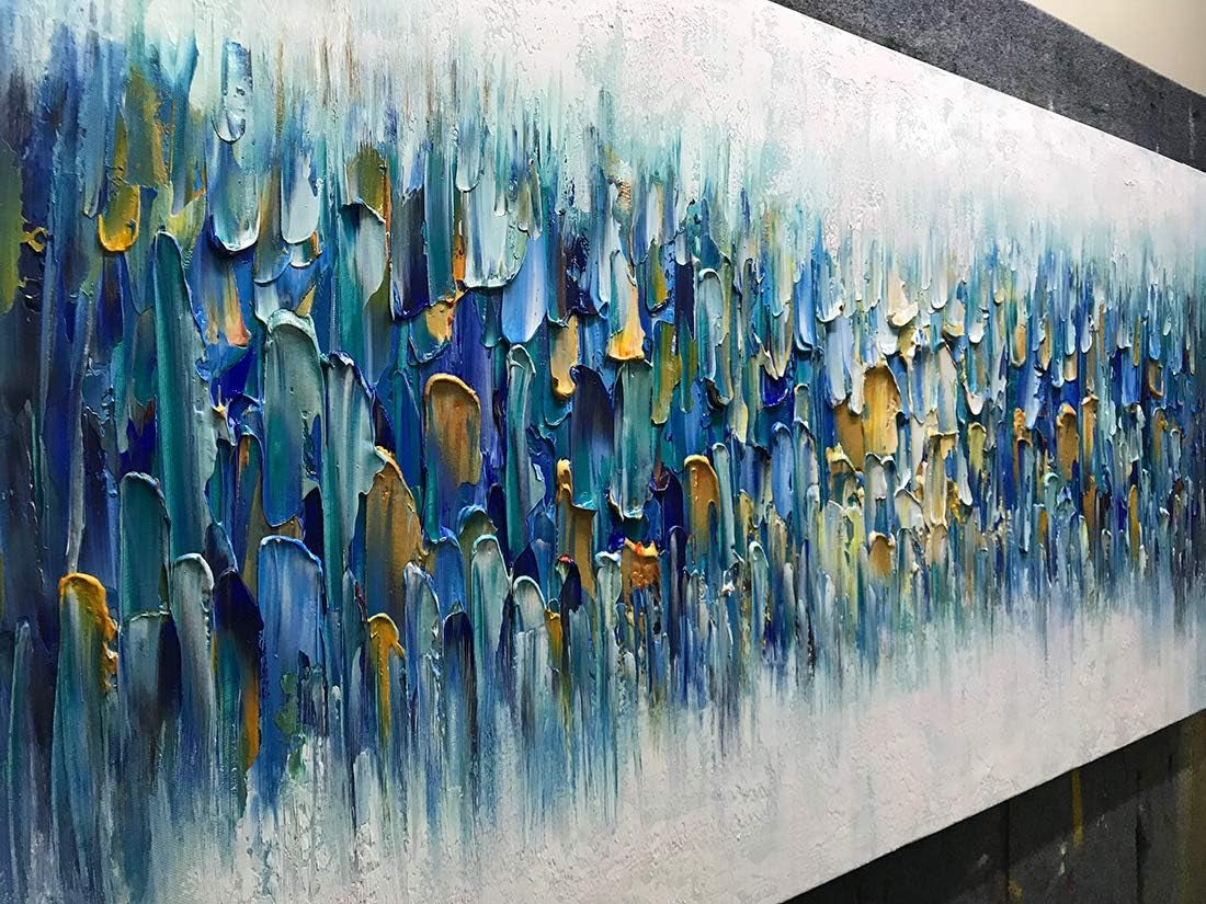 Canvas Wall Art 30x60 Inches Abstract Teal Blue Gradient Palette-3