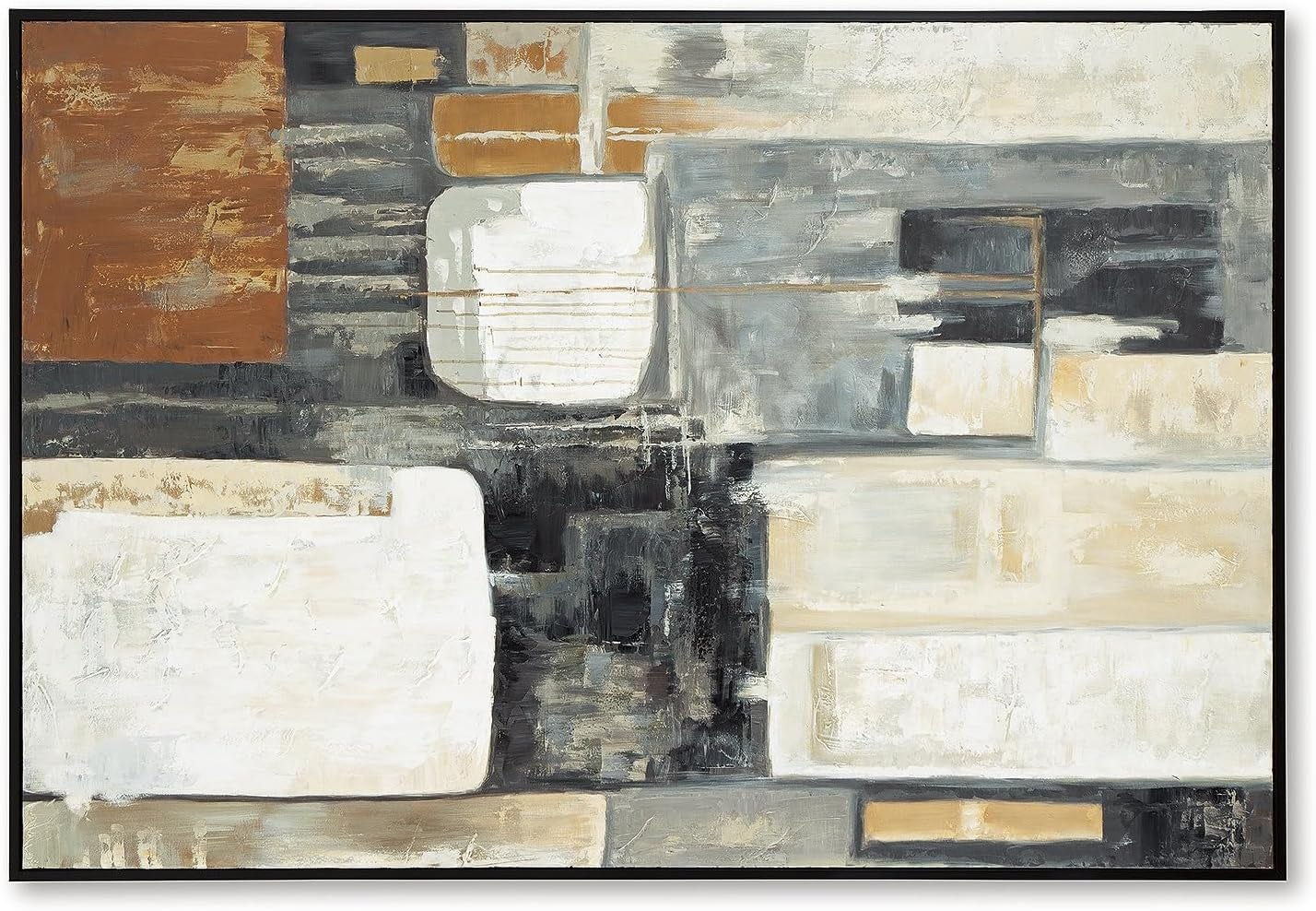 Contemporary Framed Wall Art 48x72 Inches Matte Black-4