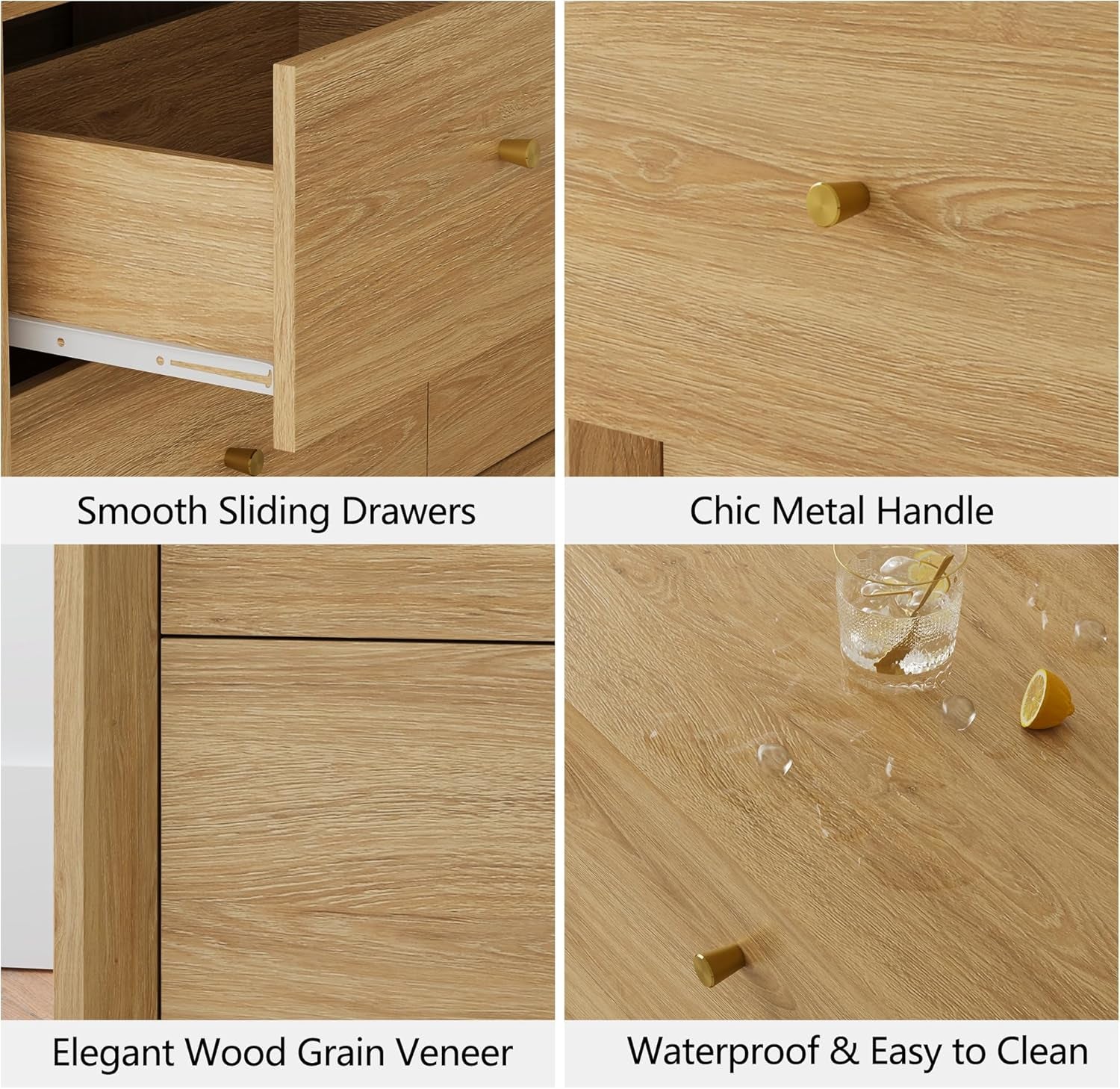 Mid Century Modern Dresser 47InchWide GoldOakFinish-3