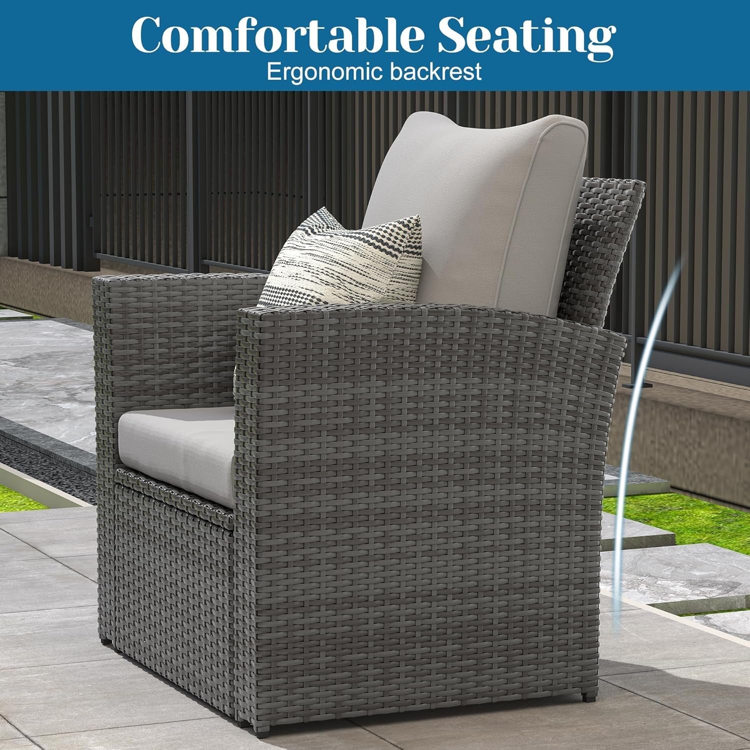 4 Piece Outdoor Patio Furniture Set All Weather Wicker Grey-1