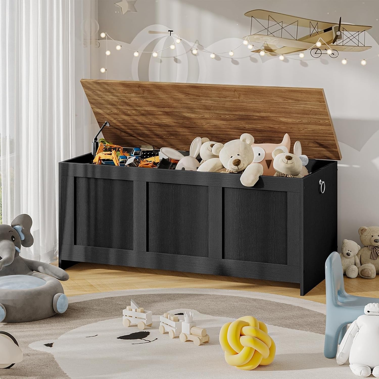 39.3Inch Walnut Storage Bench Featuring Extra Lift-1