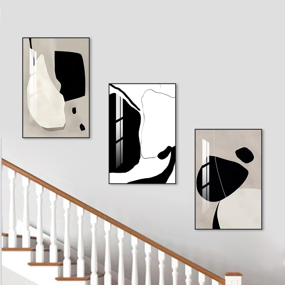 White Contemporary Framed Wall Art 16x24 Three Panel-2