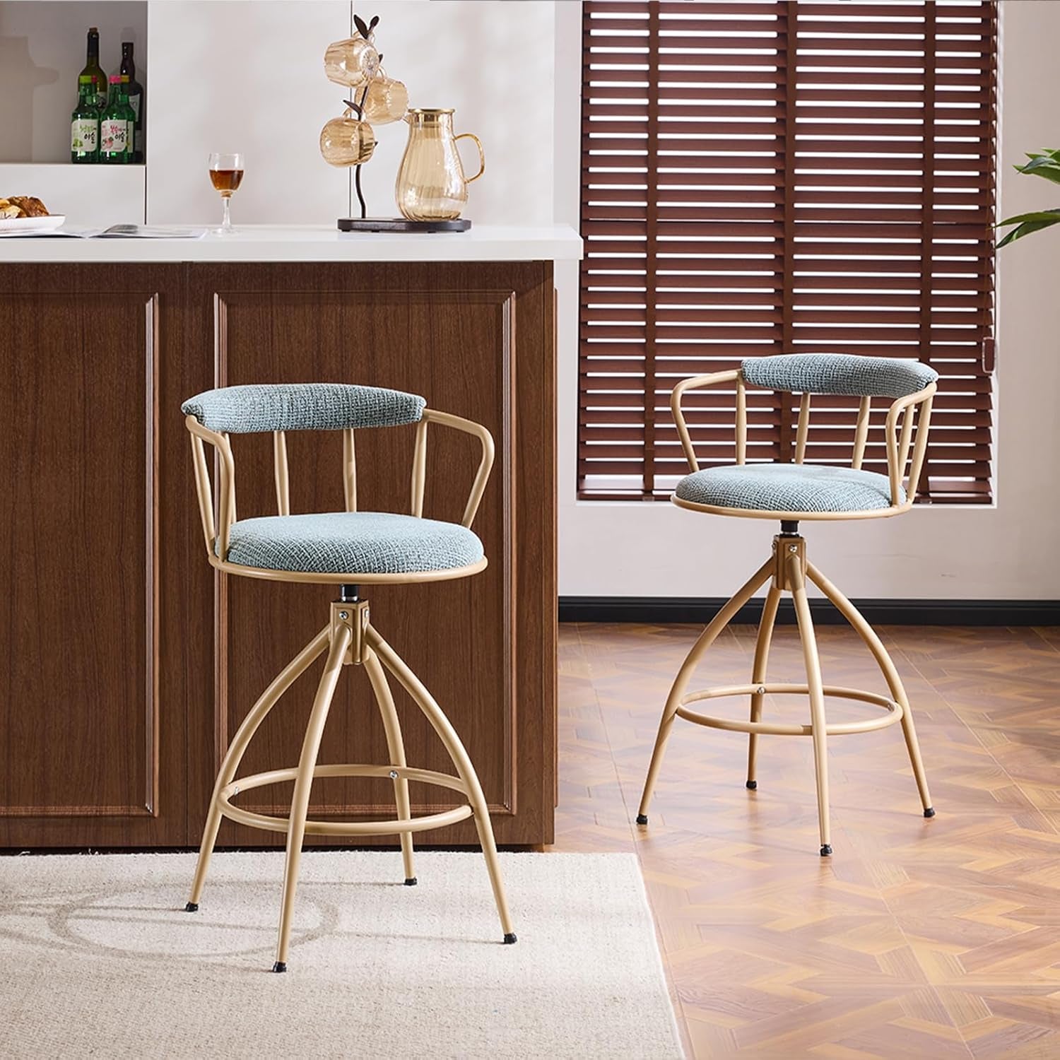 Stylish Chenille Swivel Bar Stools Set of Two-4