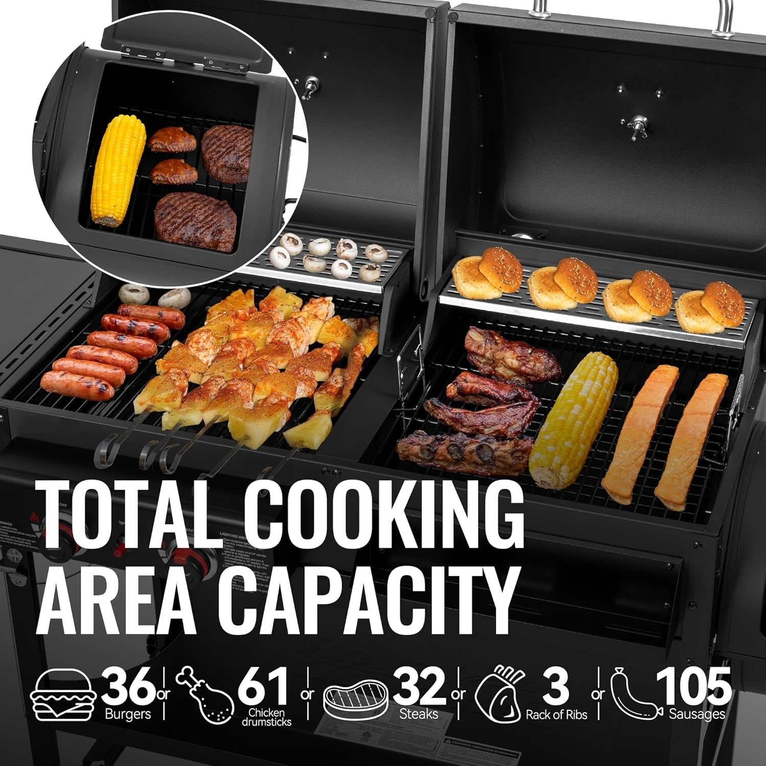 Combo Grill With Offset Smoker 1020 Square In Cooking Area