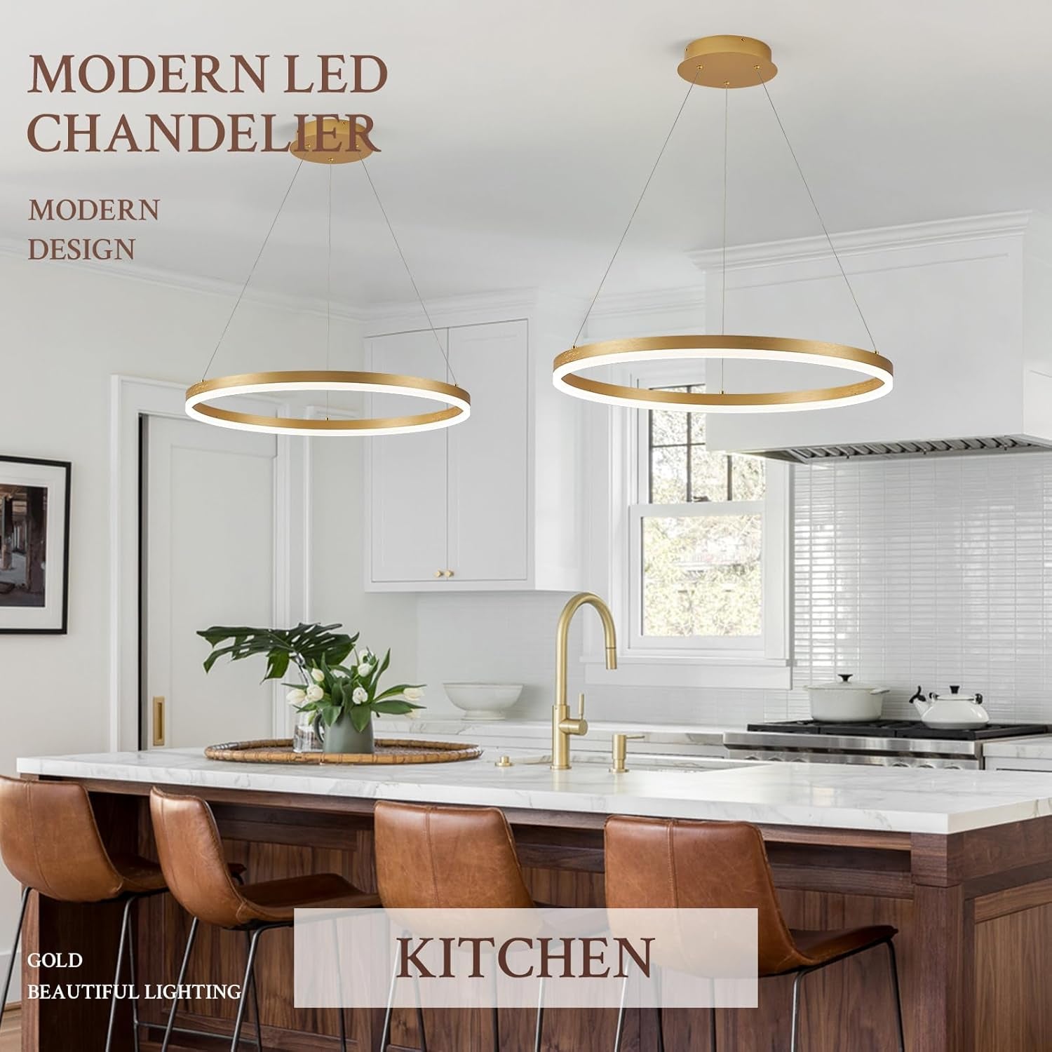 Gold Ring LED Dimmable Pendant Light Chandelier 36 W-4