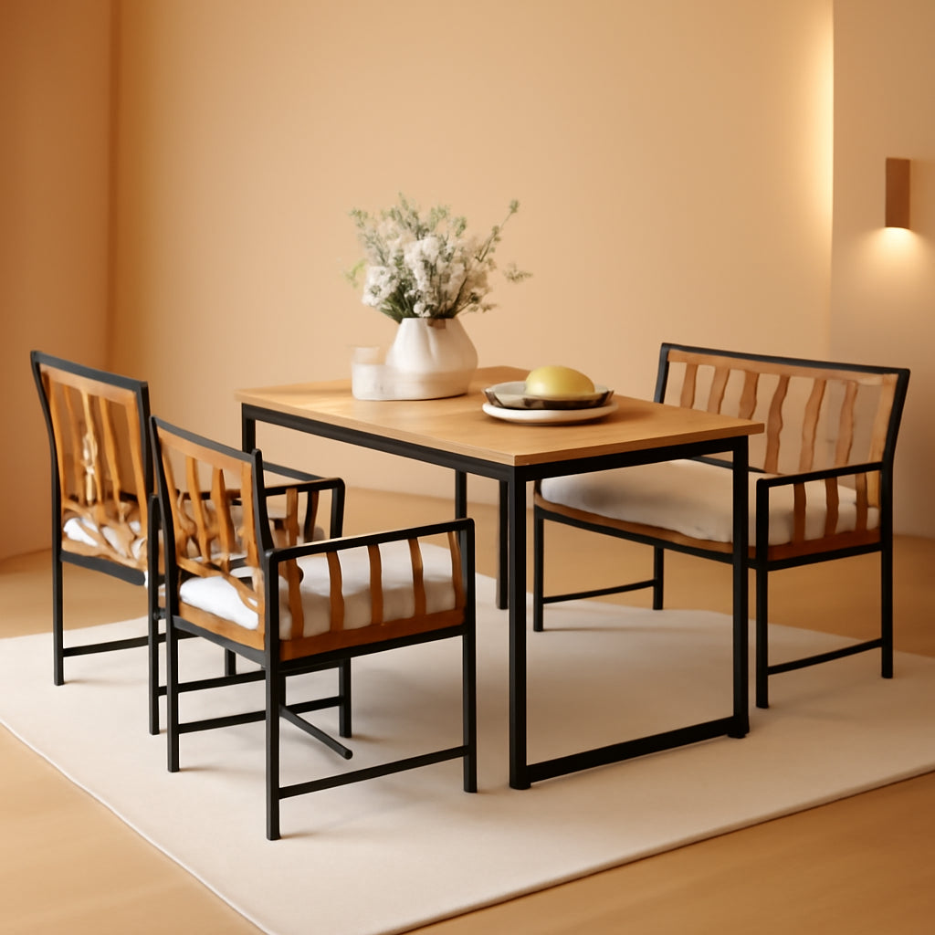 4 Piece Patio Dining Set With 47 Inch Acacia Table-0