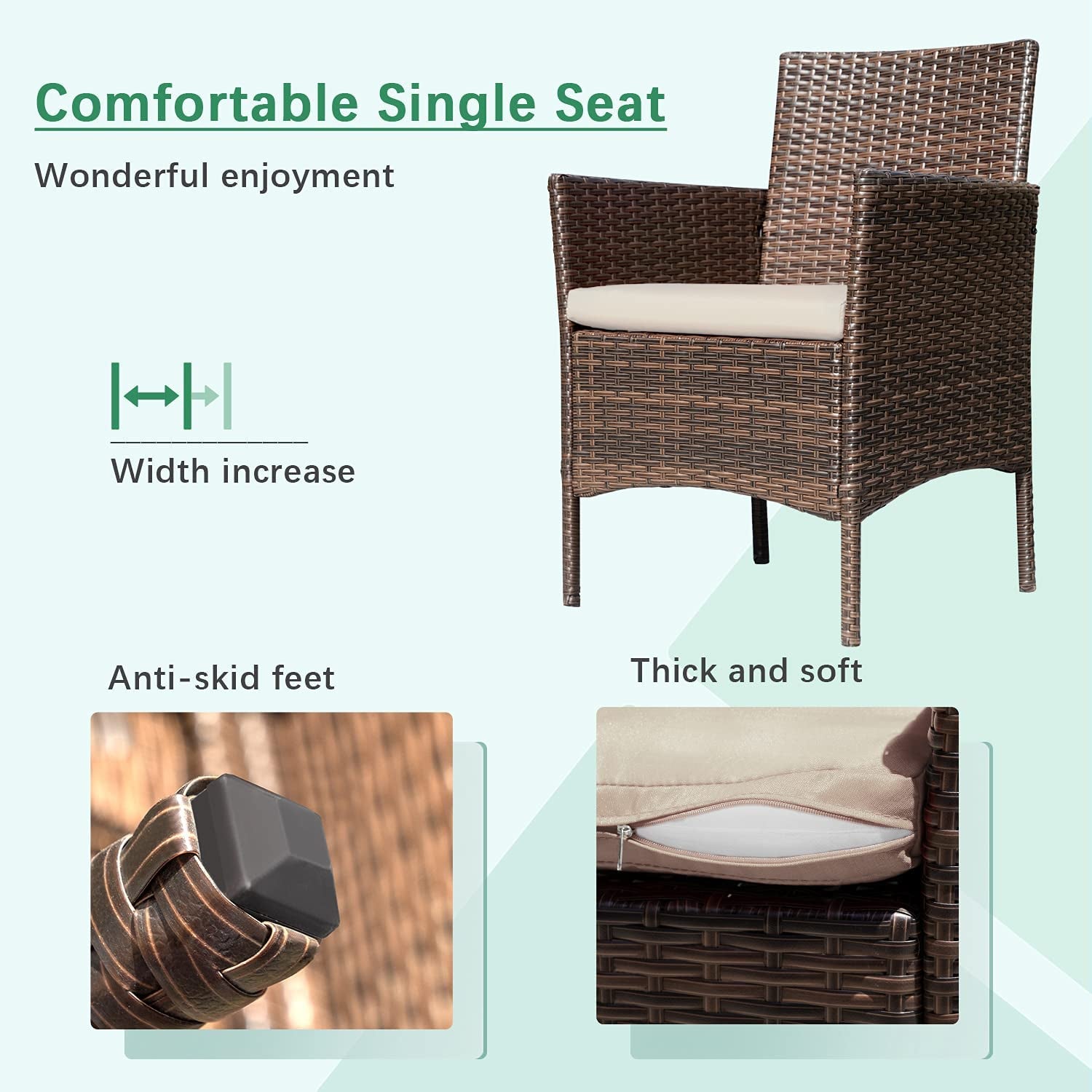 4 Piece Wicker Patio Set With Glass Table Beige Cushions-4