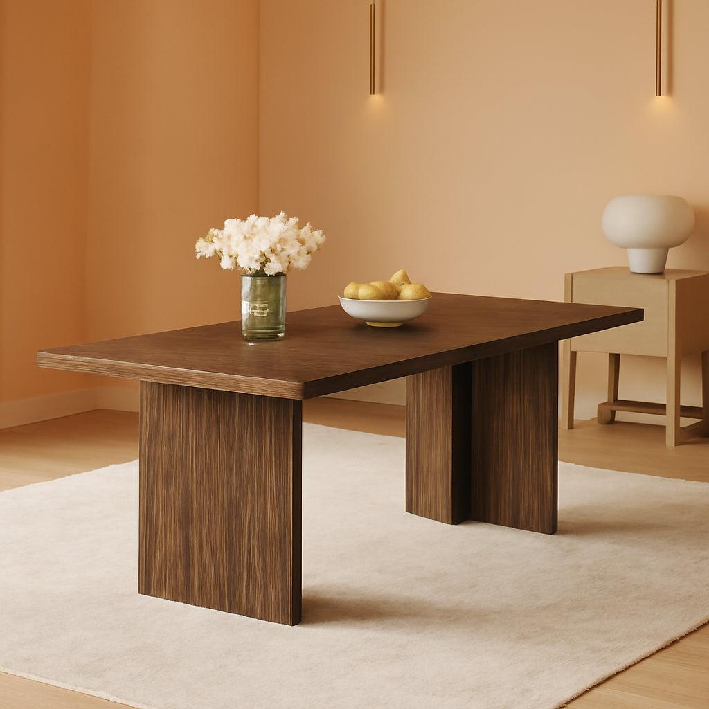 63In Farmhouse Dining Table Wooden Rectangle Vintage Brown-0