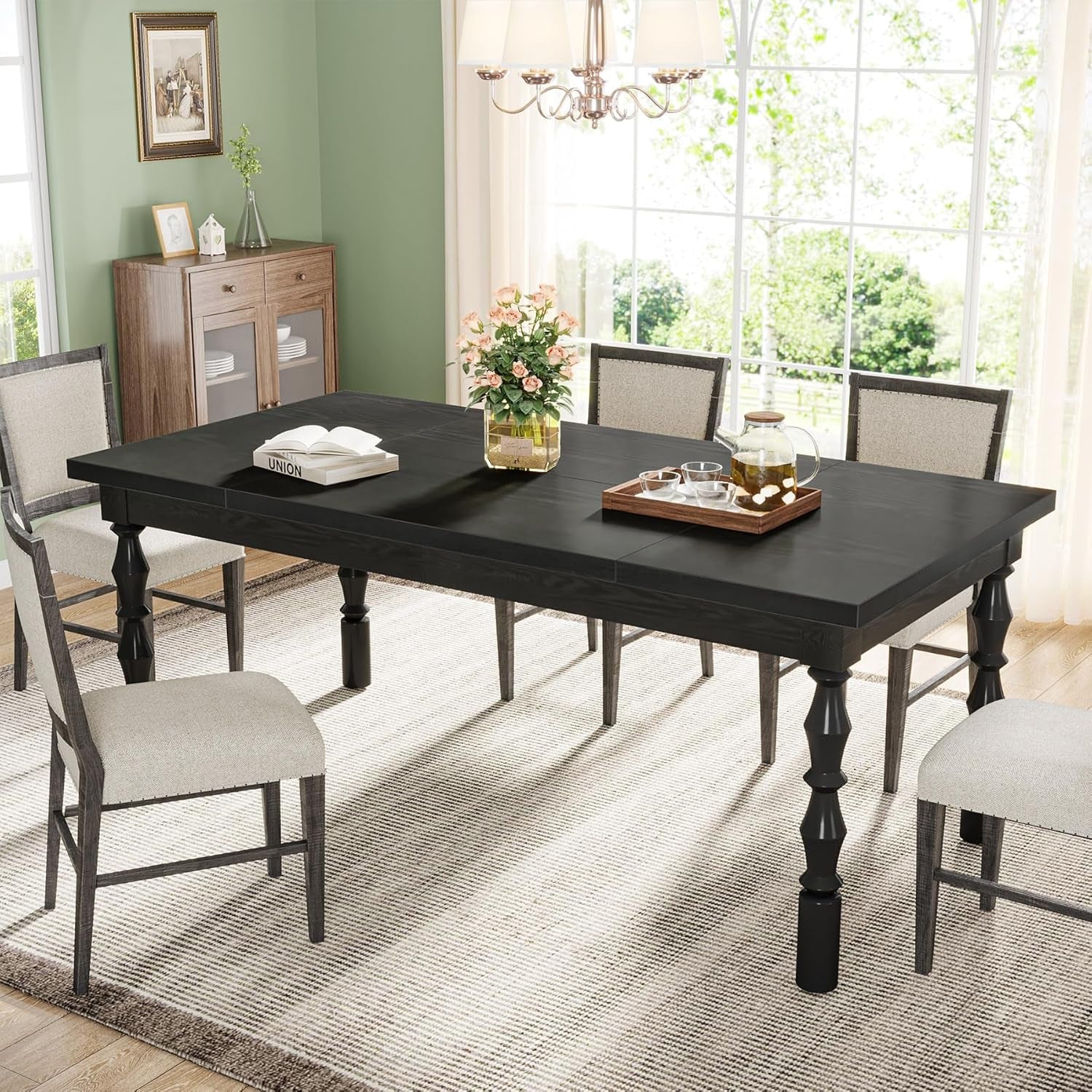 62 Inch SolidWood Farmhouse Dining Table Rectangular-3