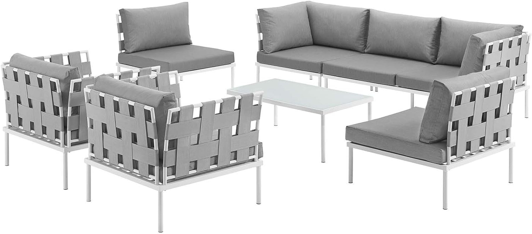 Aluminum Outdoor Patio Sectional Sofa Set White Gray-1