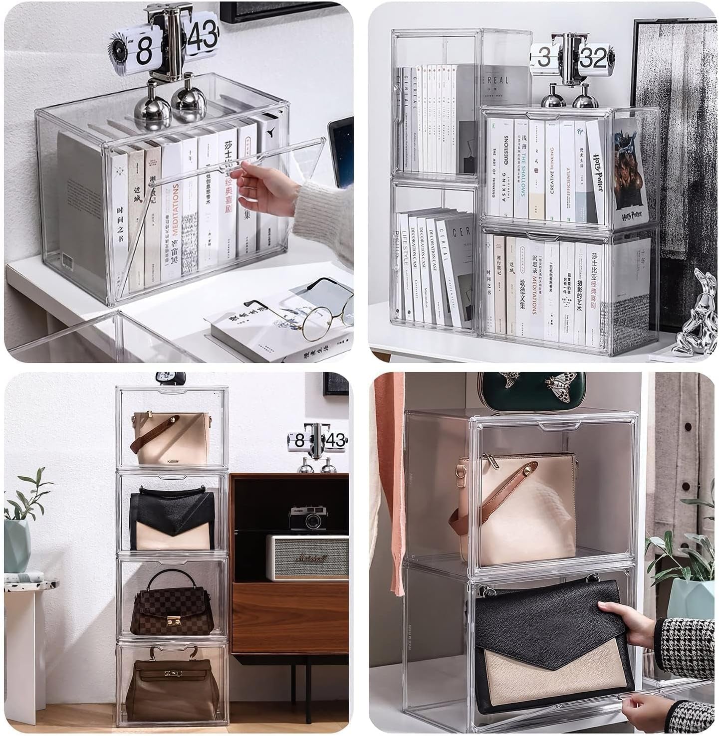 Clear Stackable Polypropylene Storage Bins Magnetic Lid-2