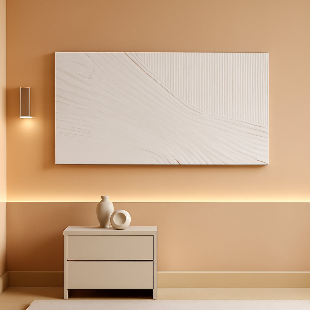 White Textured Abstract Wall Art Canvas 24x48 Inches-0