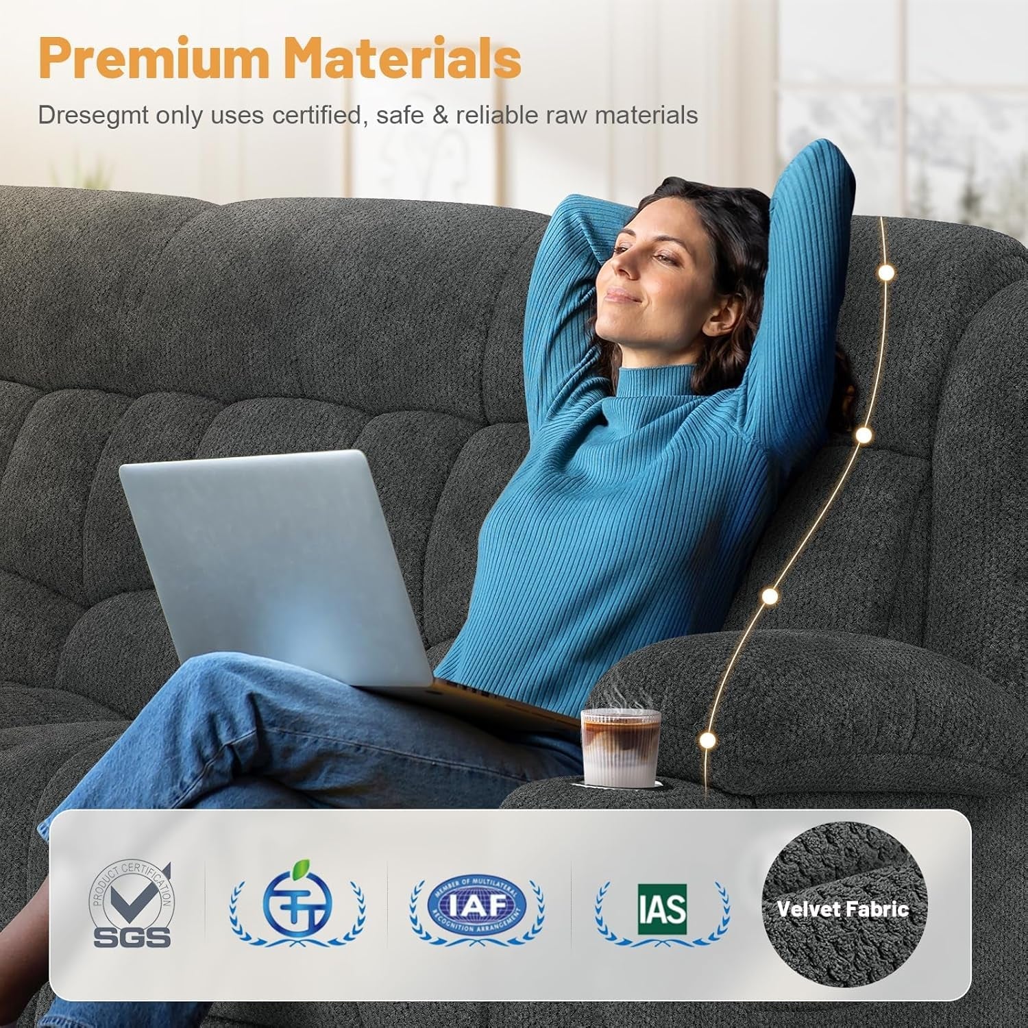 Loveseat Recliner Sofa, Flip Middle Backrest Design 3 Seat Reclining Sofa with Storage Drawer, USB Ports & Cup Holders, Manual Couch for Living Room/Rv (Gray)-2