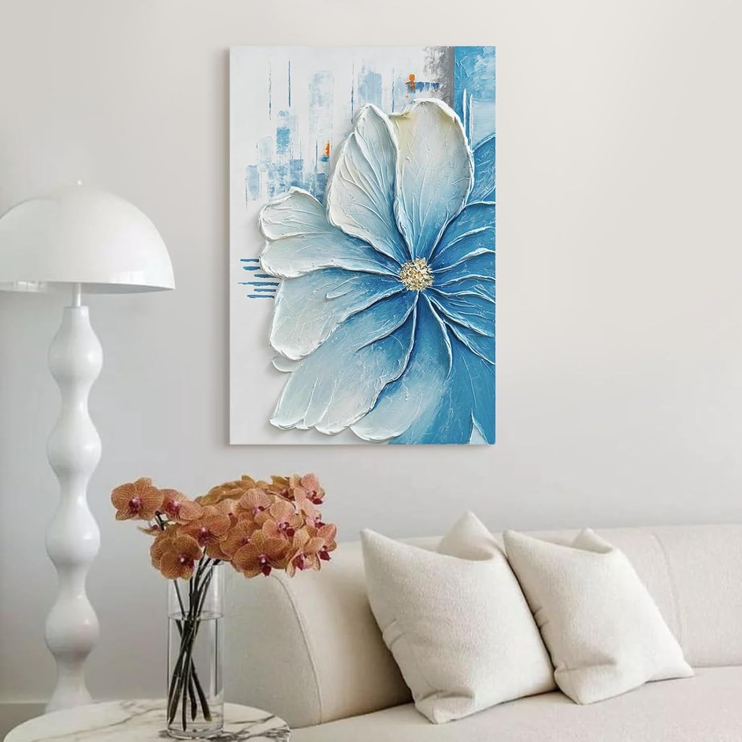 Blue Floral Layered Texture Canvas Wall Art Twenty Four By Thirty Six-2