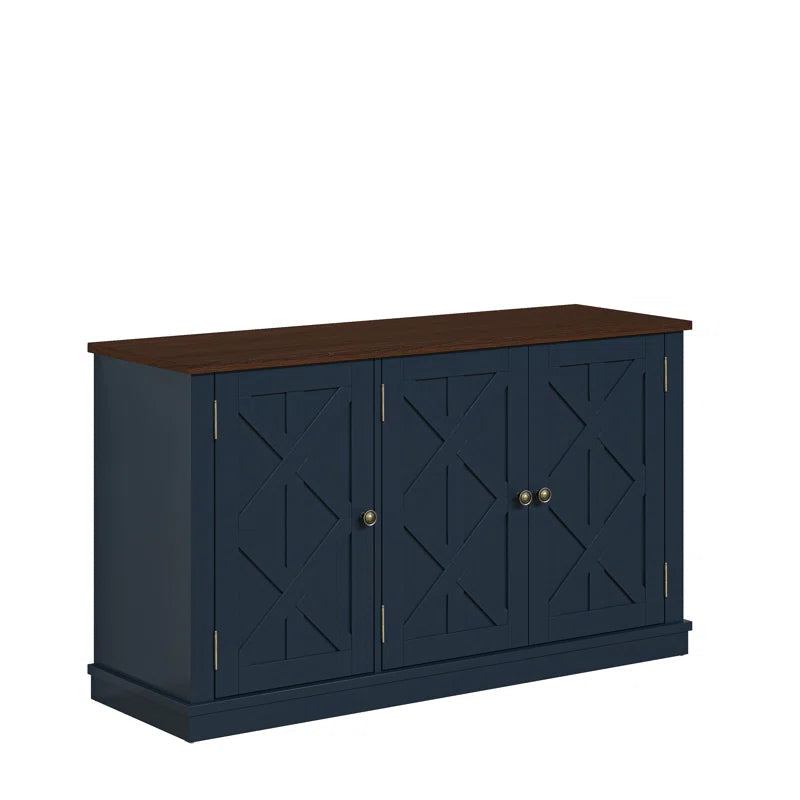 Coastal Farmhouse Accent Cabinet With Three Doors Storage-2