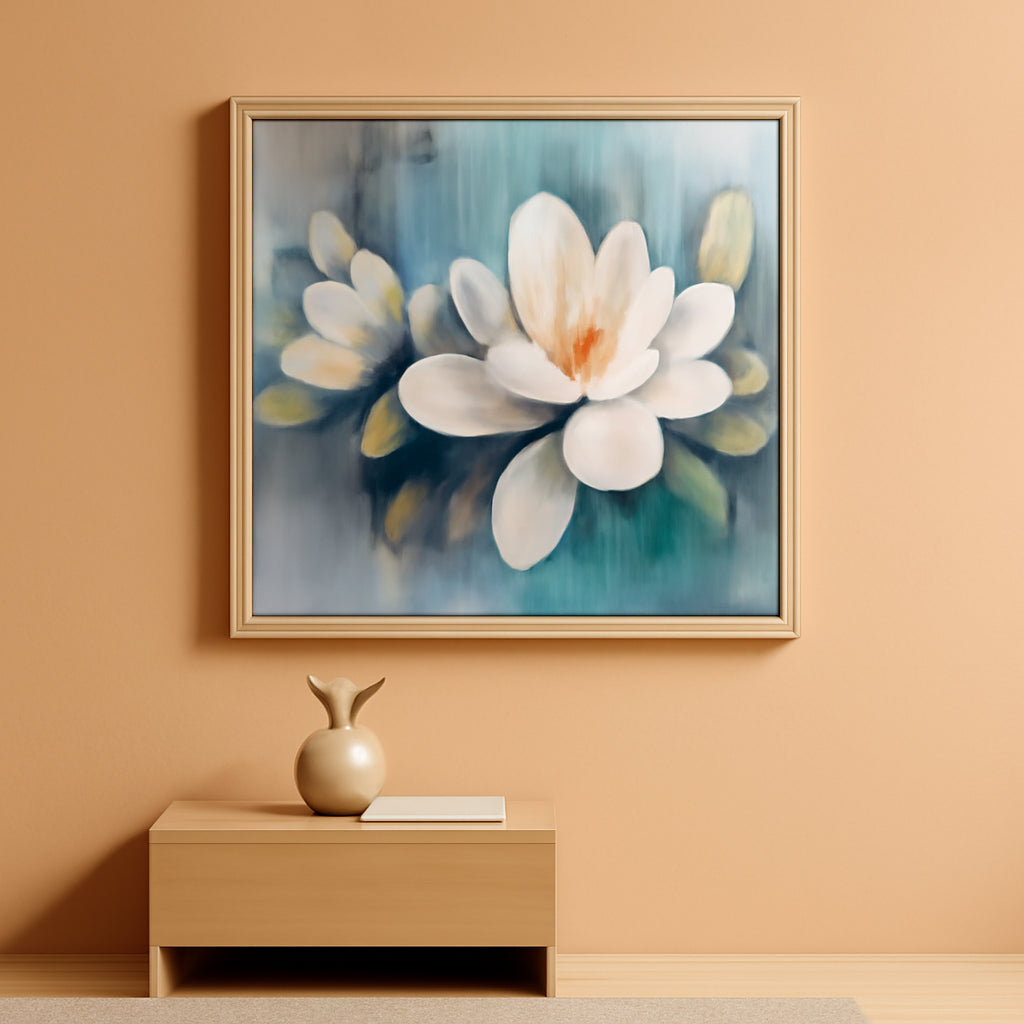Framed Magnolia Wall Art 40x20 MoonstoneTeal Textured-0
