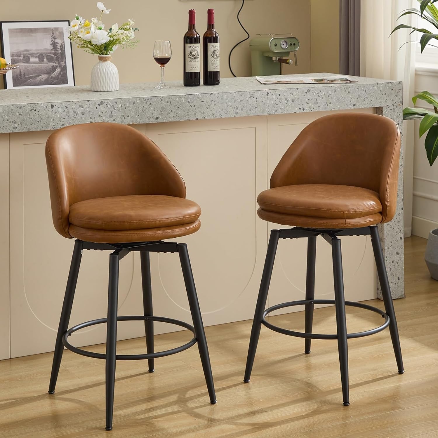 Modern Swivel Bar Stools Set of Two for Kitchen-0