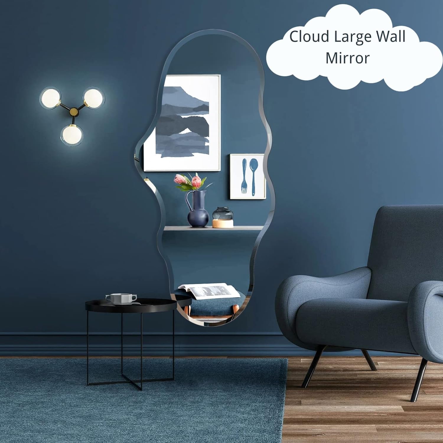 Full Length Wall Mounted Mirror 47x23 Frameless White-3
