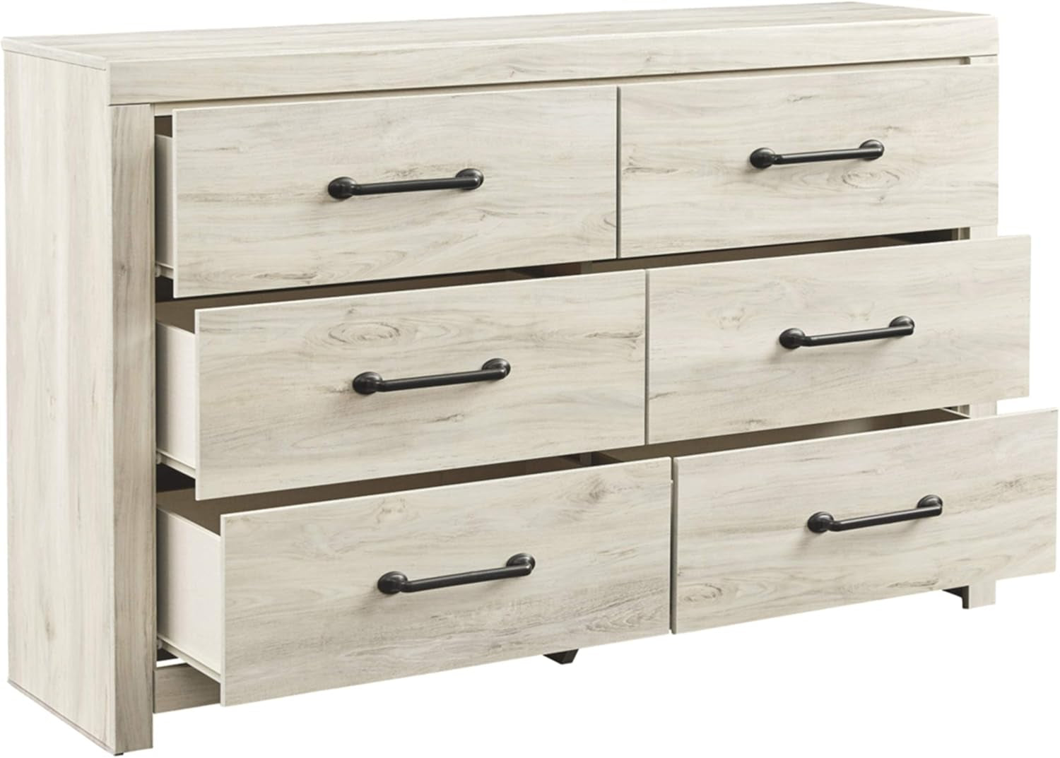 Cambeck Farmhouse Industrial 6 Drawer Dresser, Whitewash-3