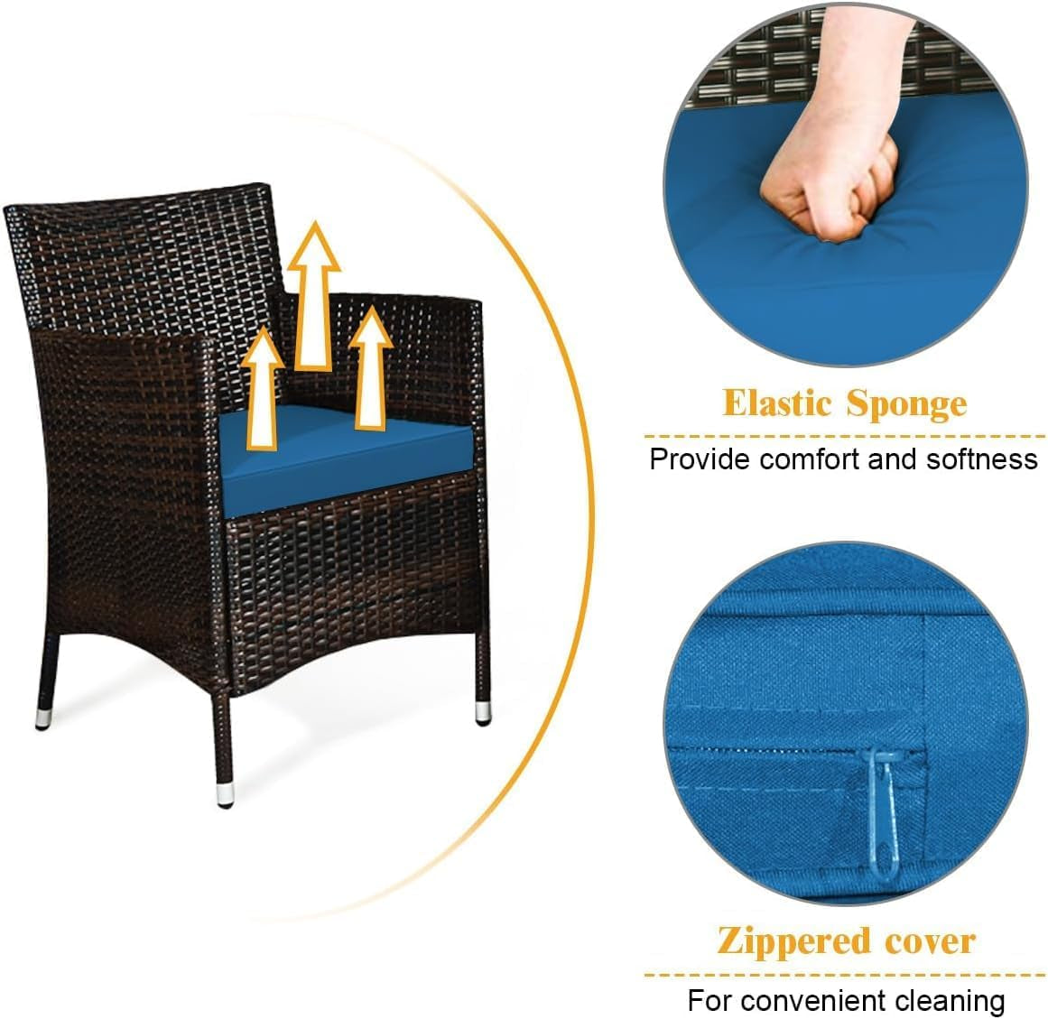 Peacock Blue 4 Piece Rattan Patio Furniture Set With Sectional Sofa-1