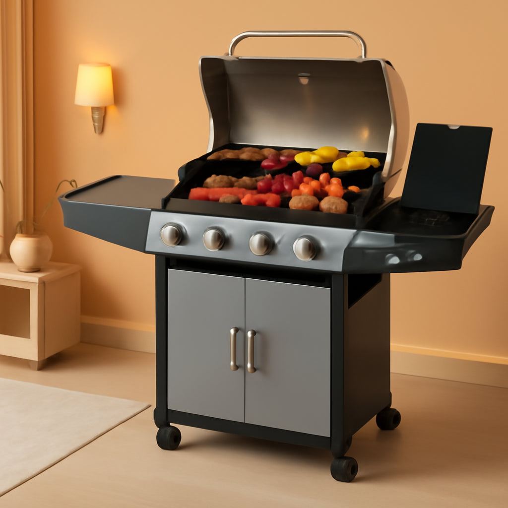 Four-Burner Propane Gas Grill With Stainless-Steel Side-Burner