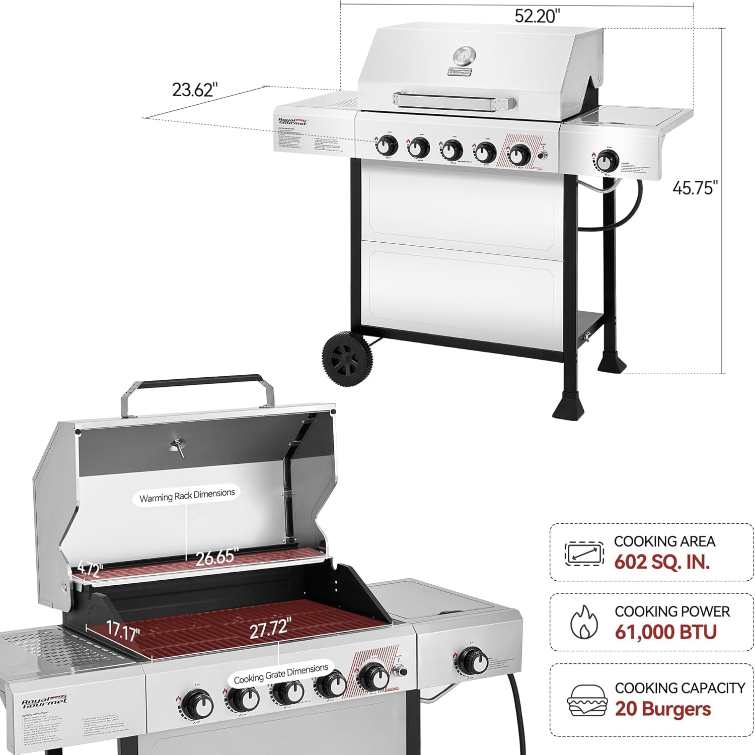 GA5401T 5 Burner Propane Grill Stainless Stee lGrill