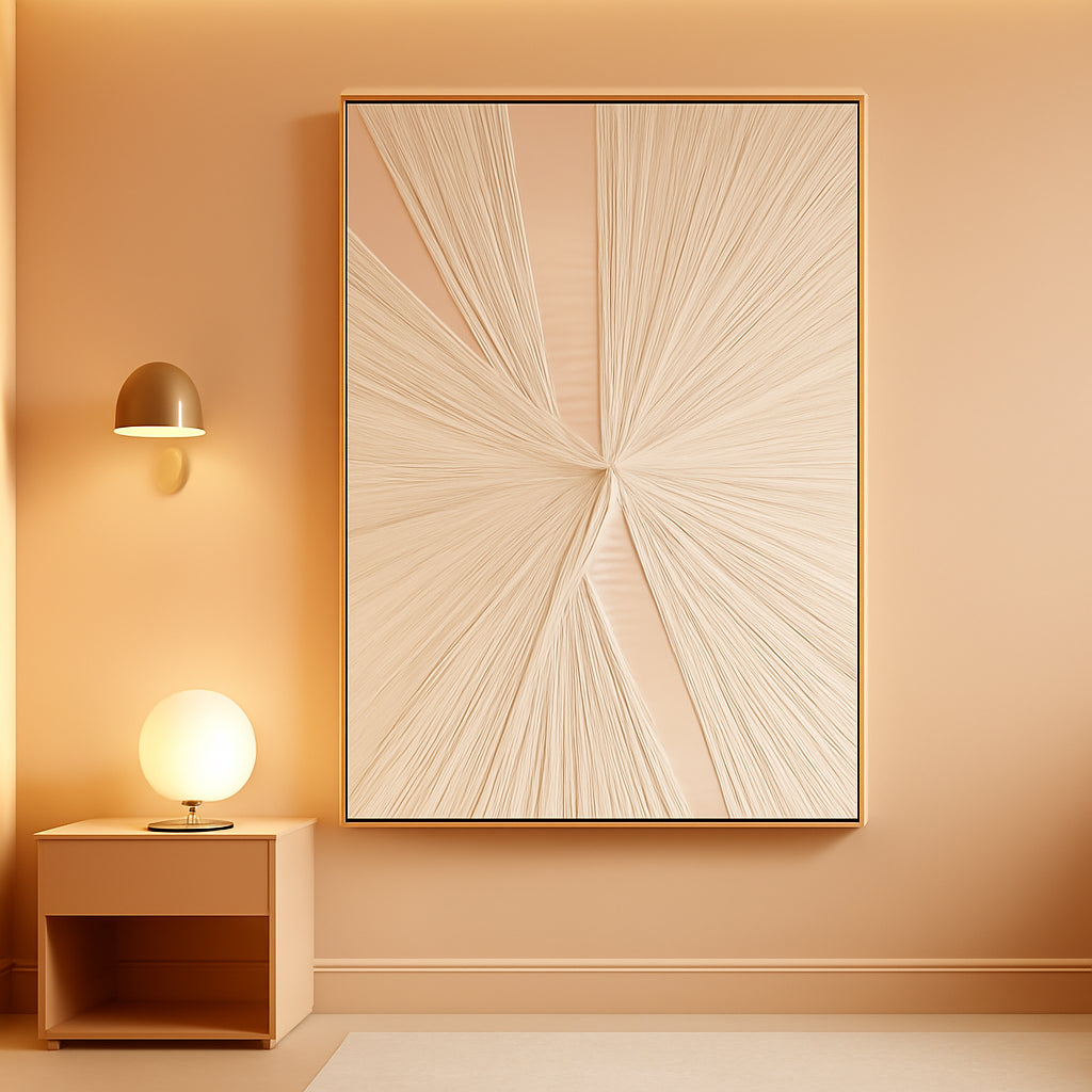 Vertical 30x45Inch 3D Texture Beige Canvas Wall Art-0