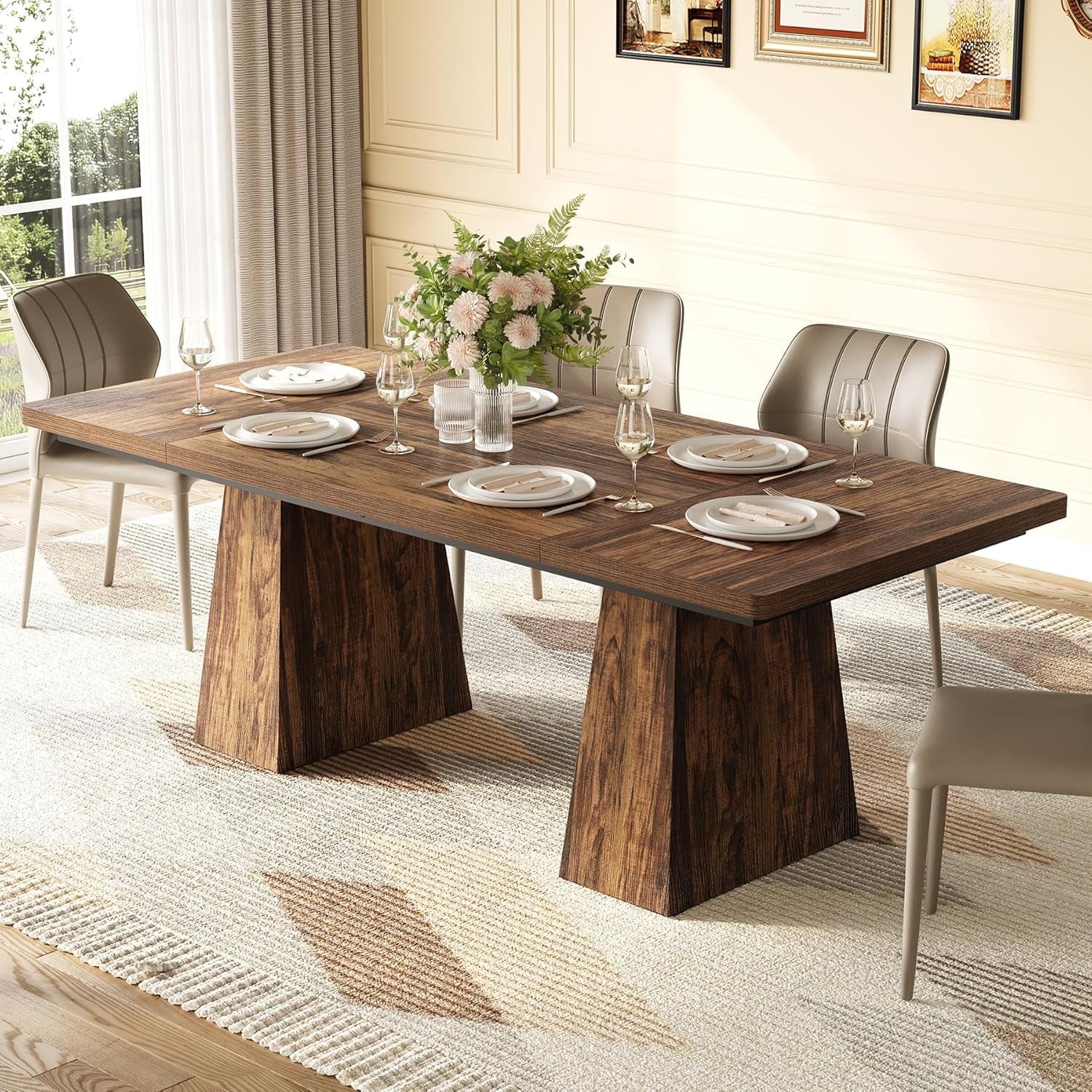 Brown Six Seater Rectangular Dining Table Executive-4