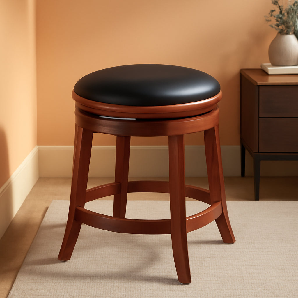 Backless Counter Height Bar Stool 24 Inch Cherry Color-0