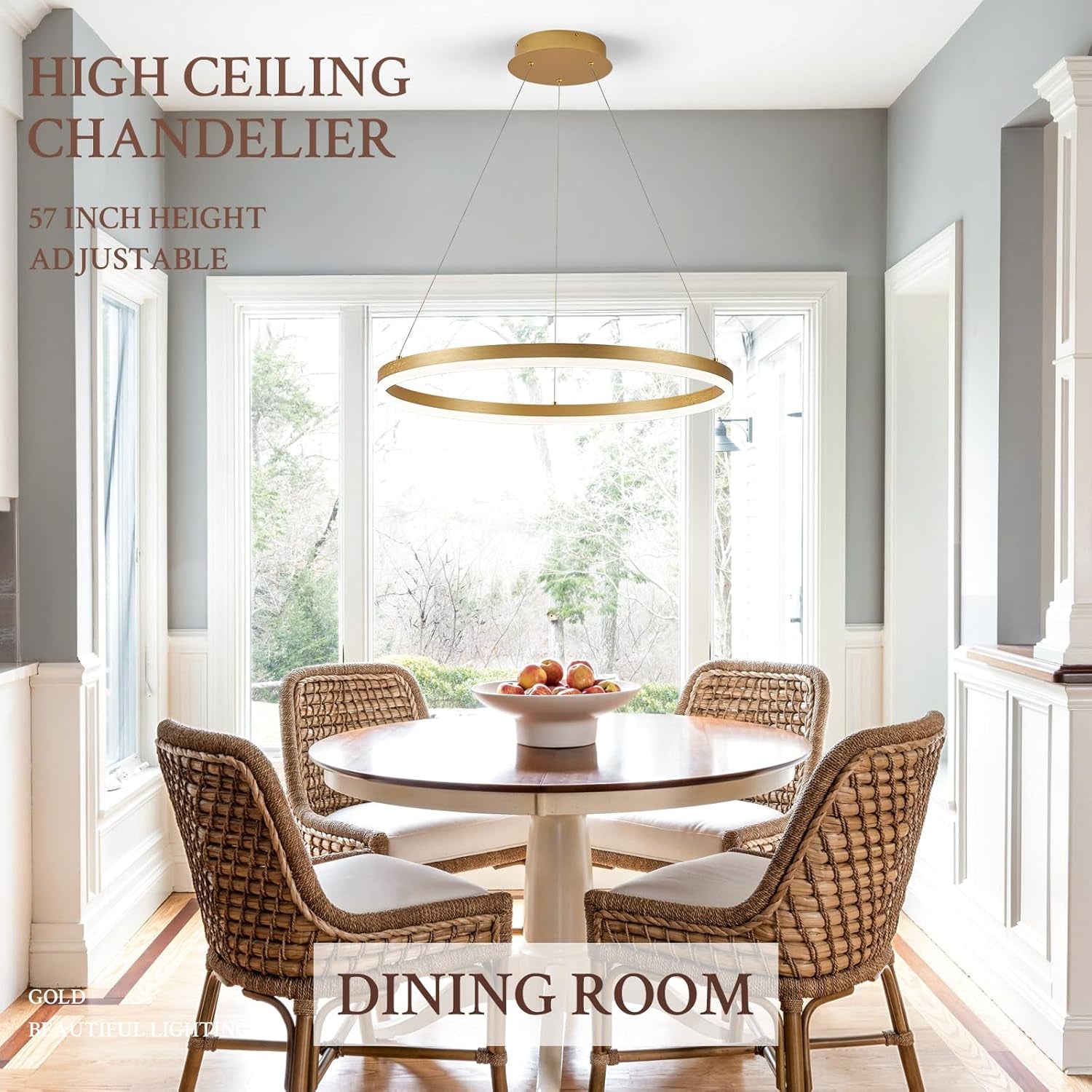 Gold Ring LED Dimmable Pendant Light Chandelier 36 W-3