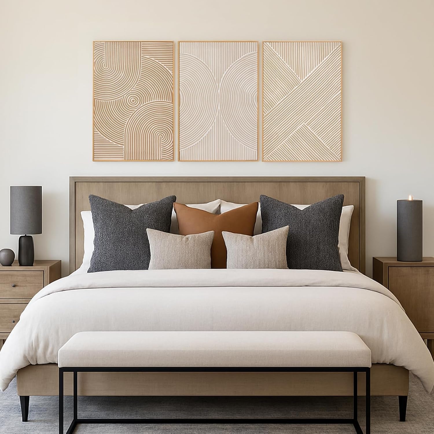Neutral Contemporary 3D Textured Wall Artwork 16x24-4
