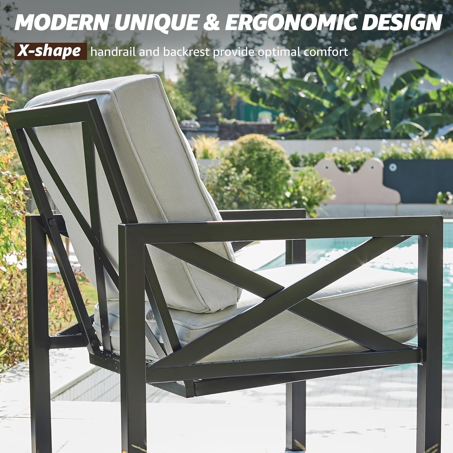 4 Piece Outdoor Metal Patio Set With 5.5 Inch Cushions And Coffee Table-3