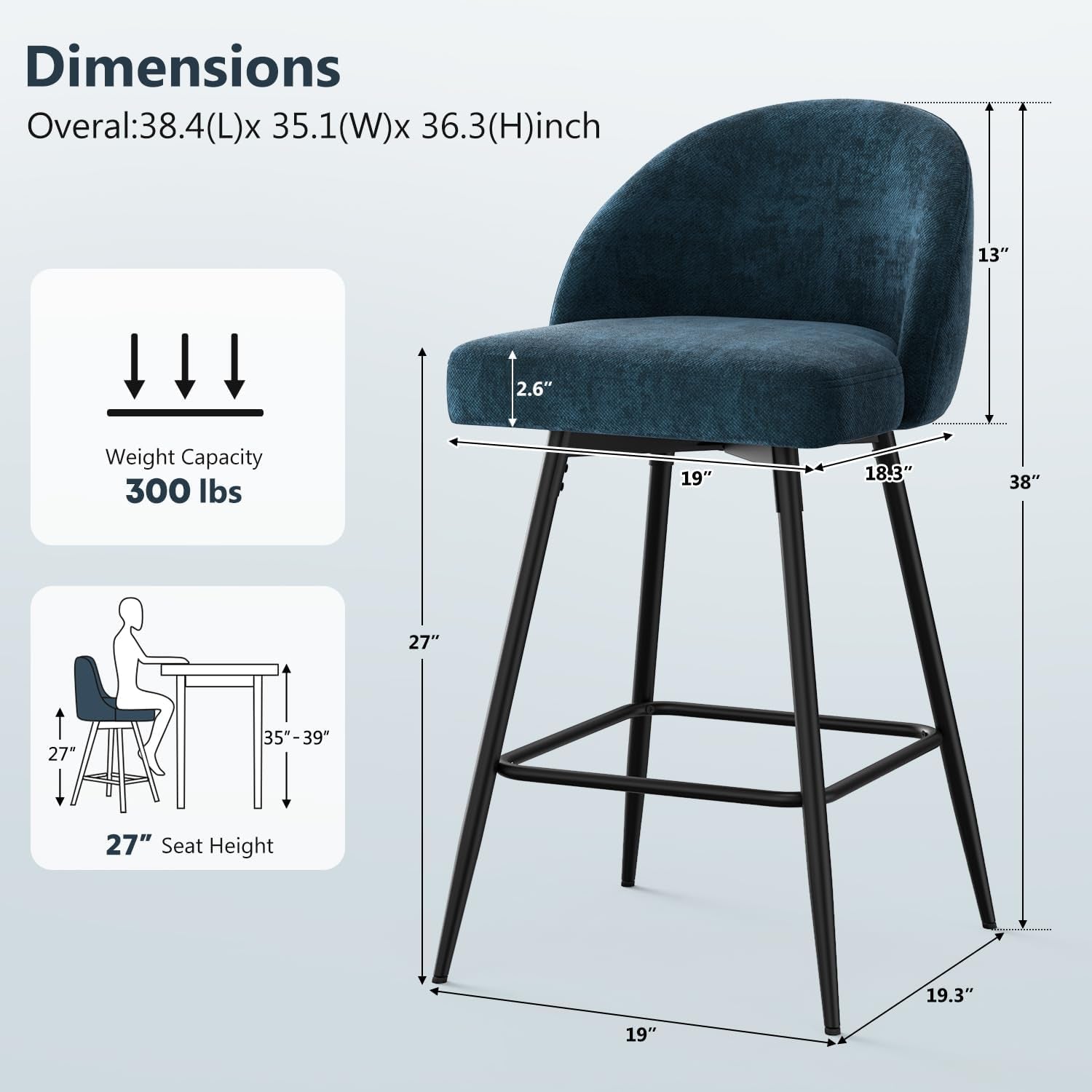 Elegant 360 Degree Swivel Bar Stools Set of Four-1