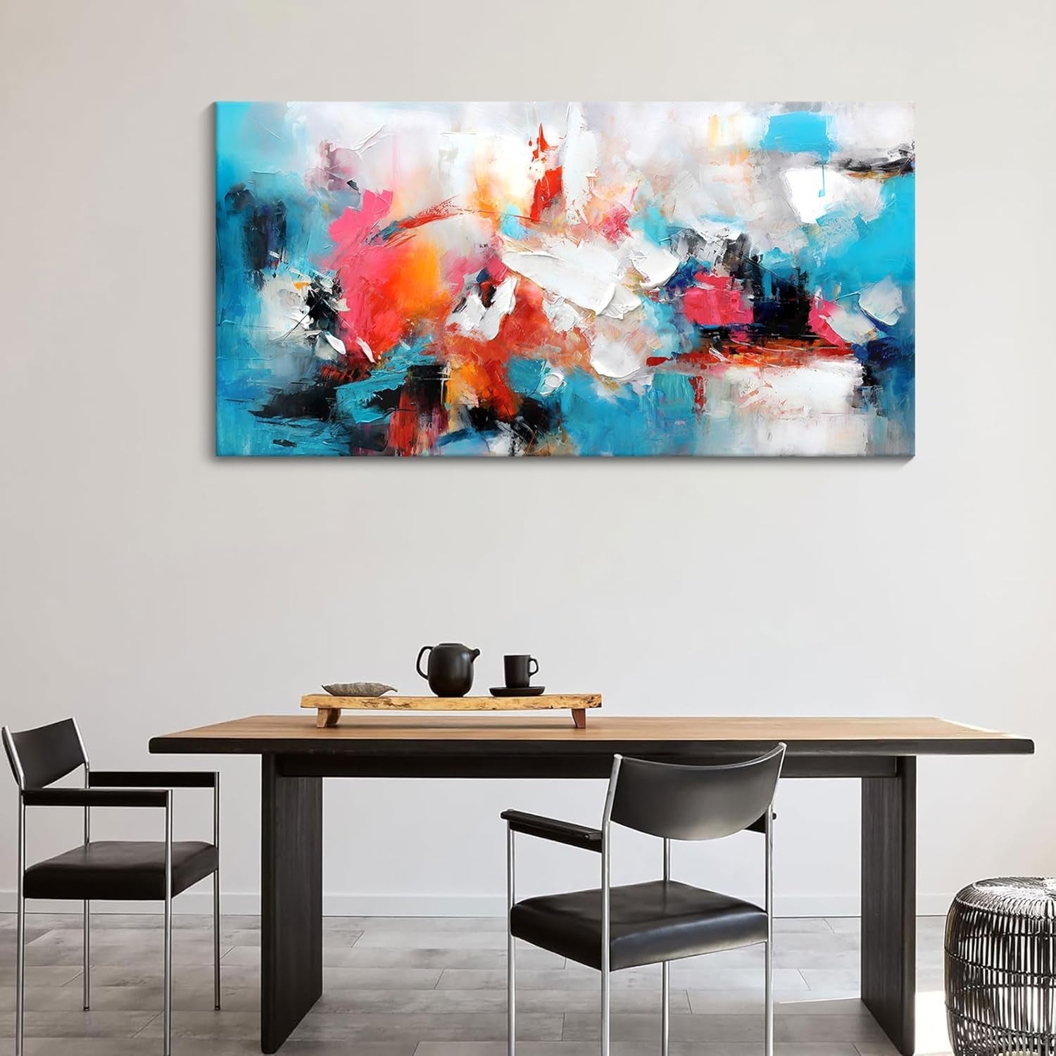 Ultra Premium Exclusive Abstract Canvas Wall Art 24x48 Blue Pink-1