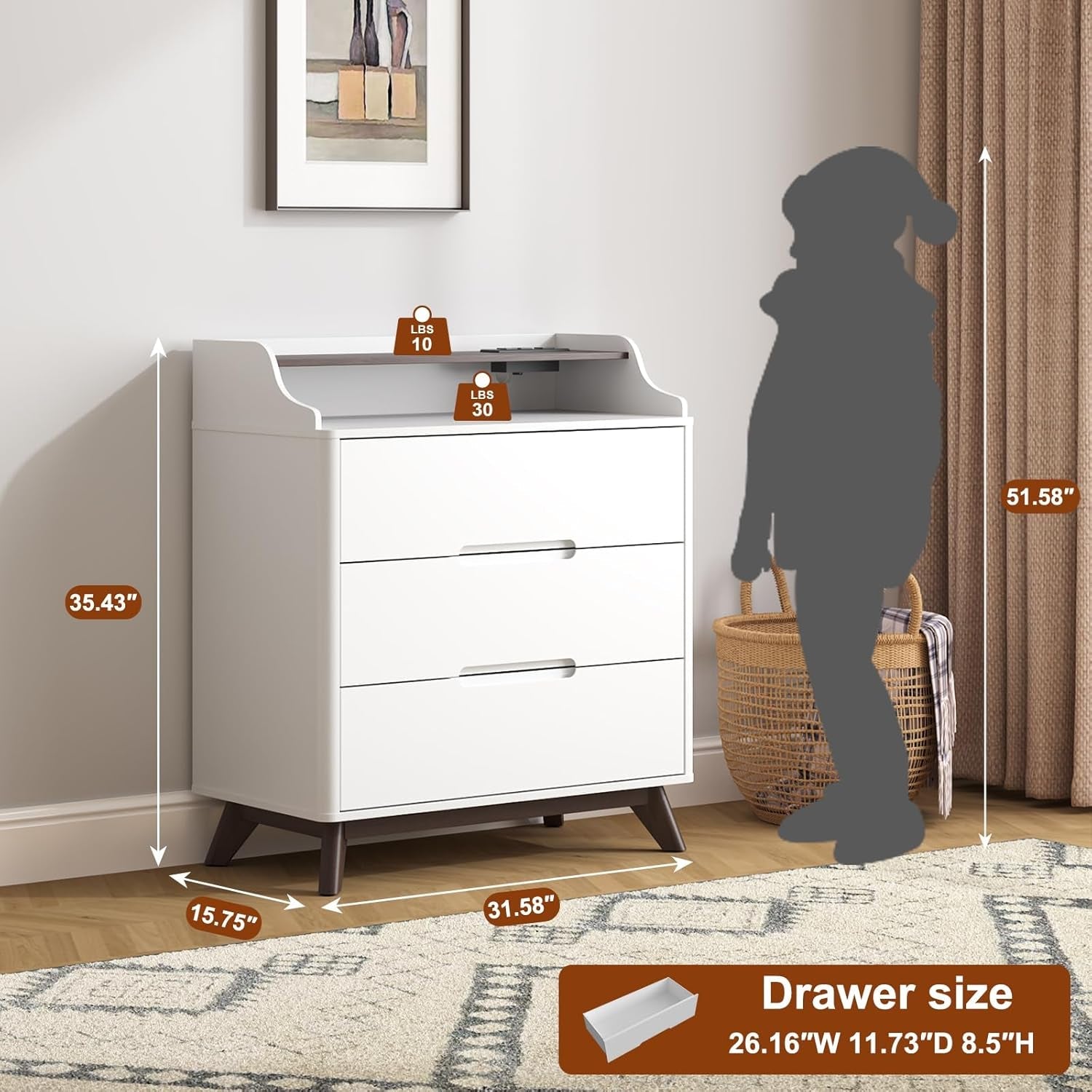 32 Inch Dresser With High Capacity Charging Station-1