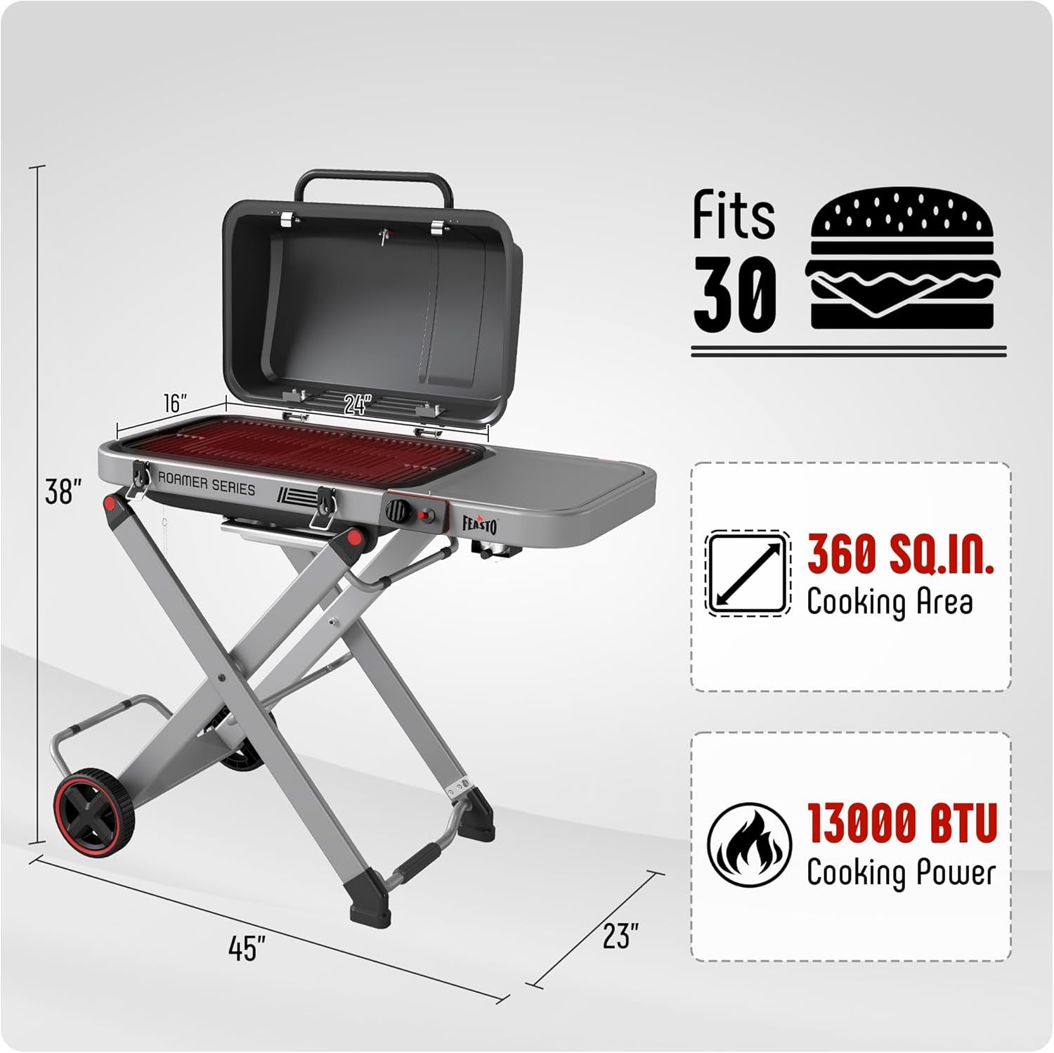 Portable Propane Grill Folding Cart Outdoor 13000 BTU