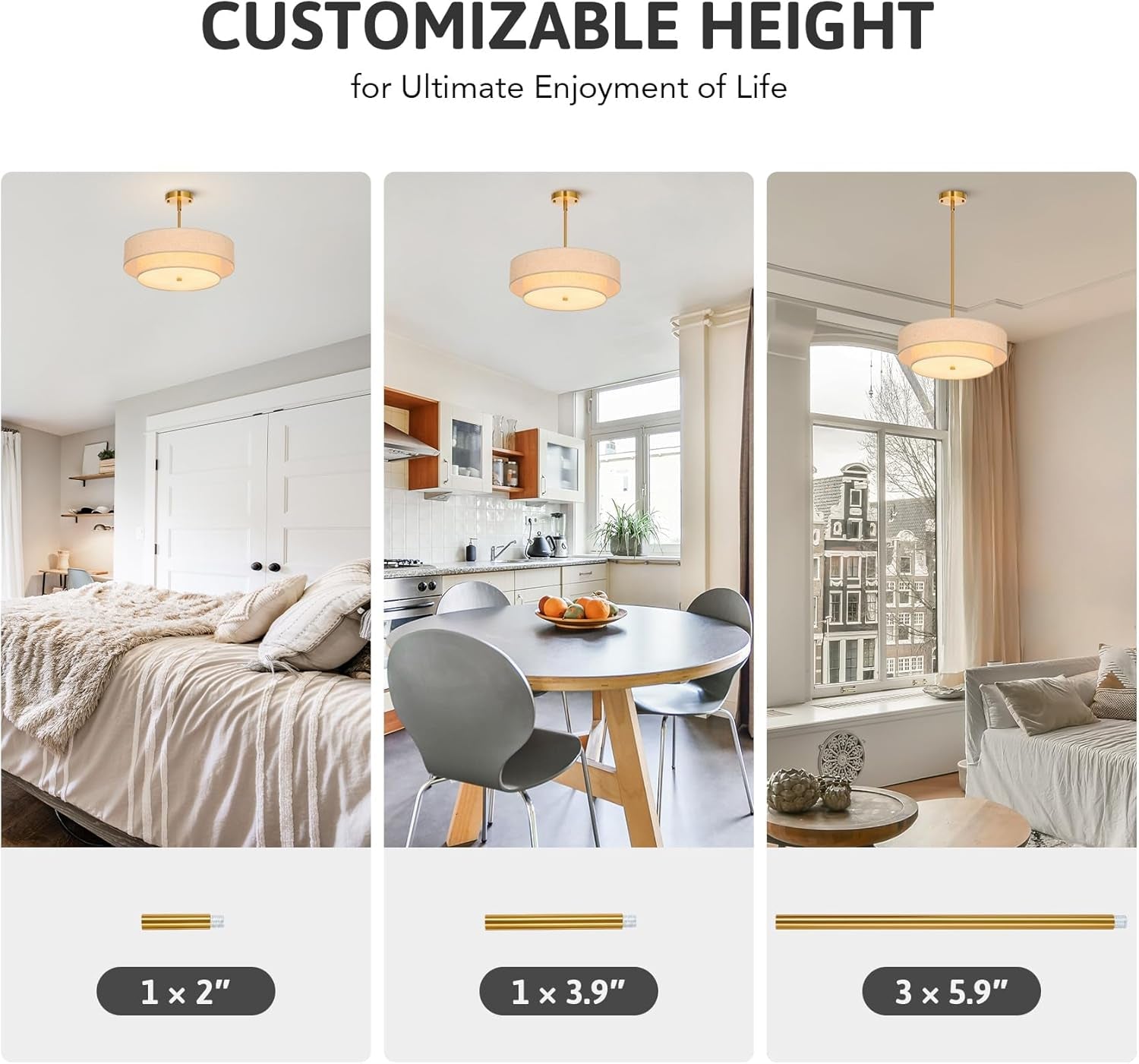 4 Light Drum Chandelier 18 Inch Antique Brass Pendant Light-3